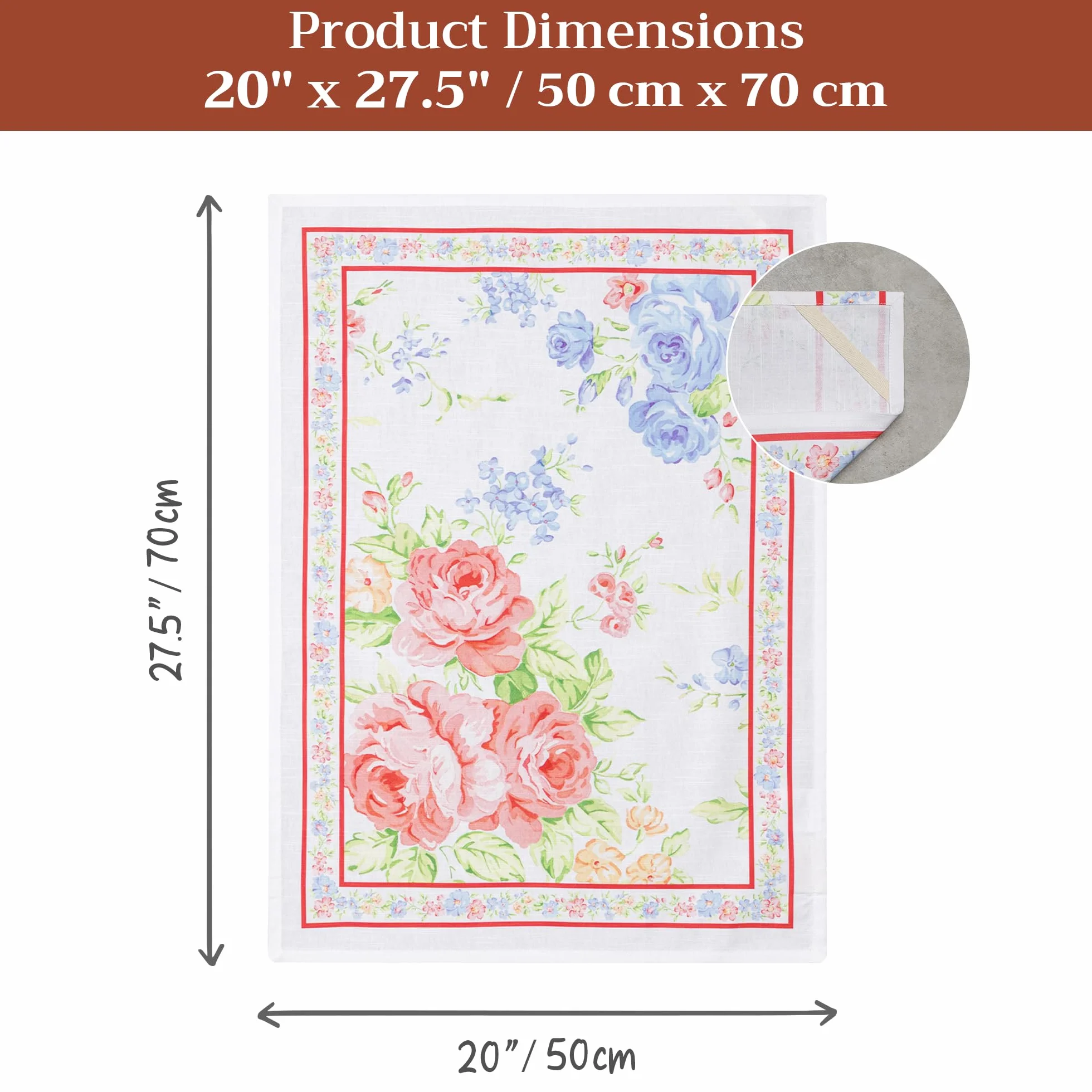 Maison d' Hermine Vintage Floral 100% bawełna, zestaw 3 uniwersalnych ręczników kuchennych, miękkie, chłonne ściereczki do naczyń, ręczniki barowe, wiosna/lato (50 cm x 70 cm)