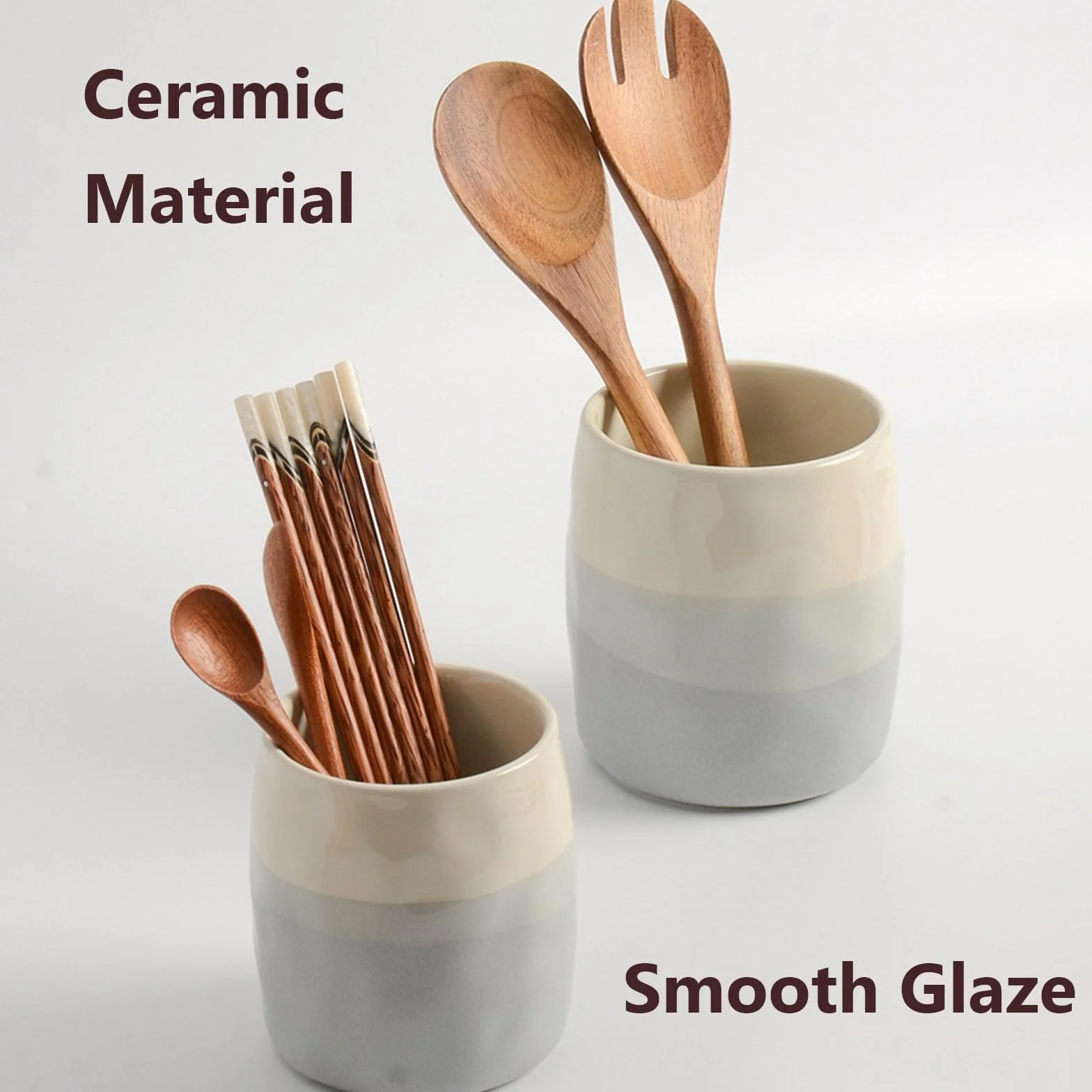 Uchwyt na przybory kuchenne, 10 cm szer. + 10 cm wys. / 14 cm szer. + 14 cm wys. ceramiczny uchwyt na przybory kuchenne na blat, duże naczynia kuchenne do dekoracji blatu kuchennego, organizer na
