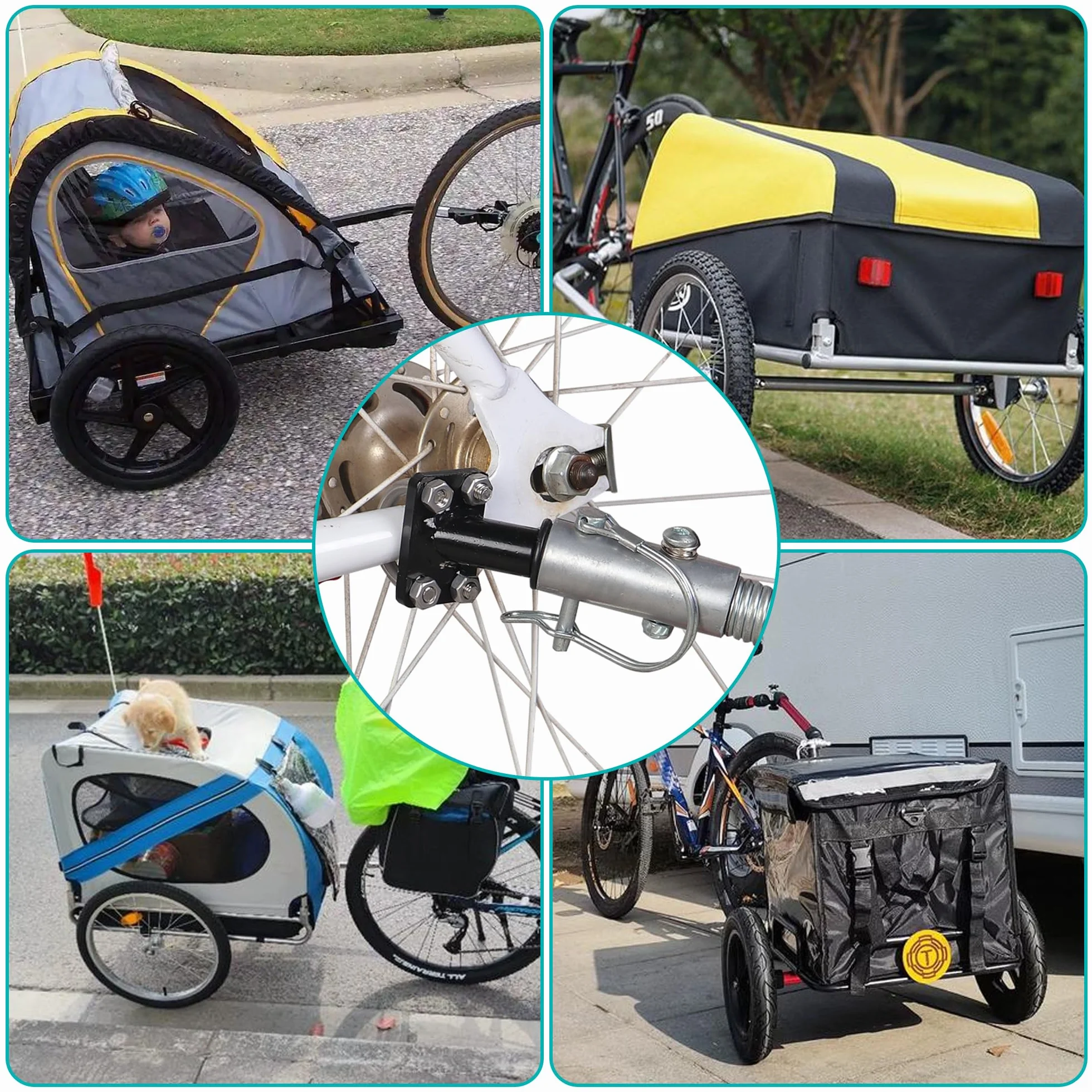 Przyczepka rowerowa, hak holowniczy, adapter, do sprzęgła rowerowego, z trzpieniem zabezpieczającym, przyczepka dla dzieci, dla zwierząt domowych, dzieci
