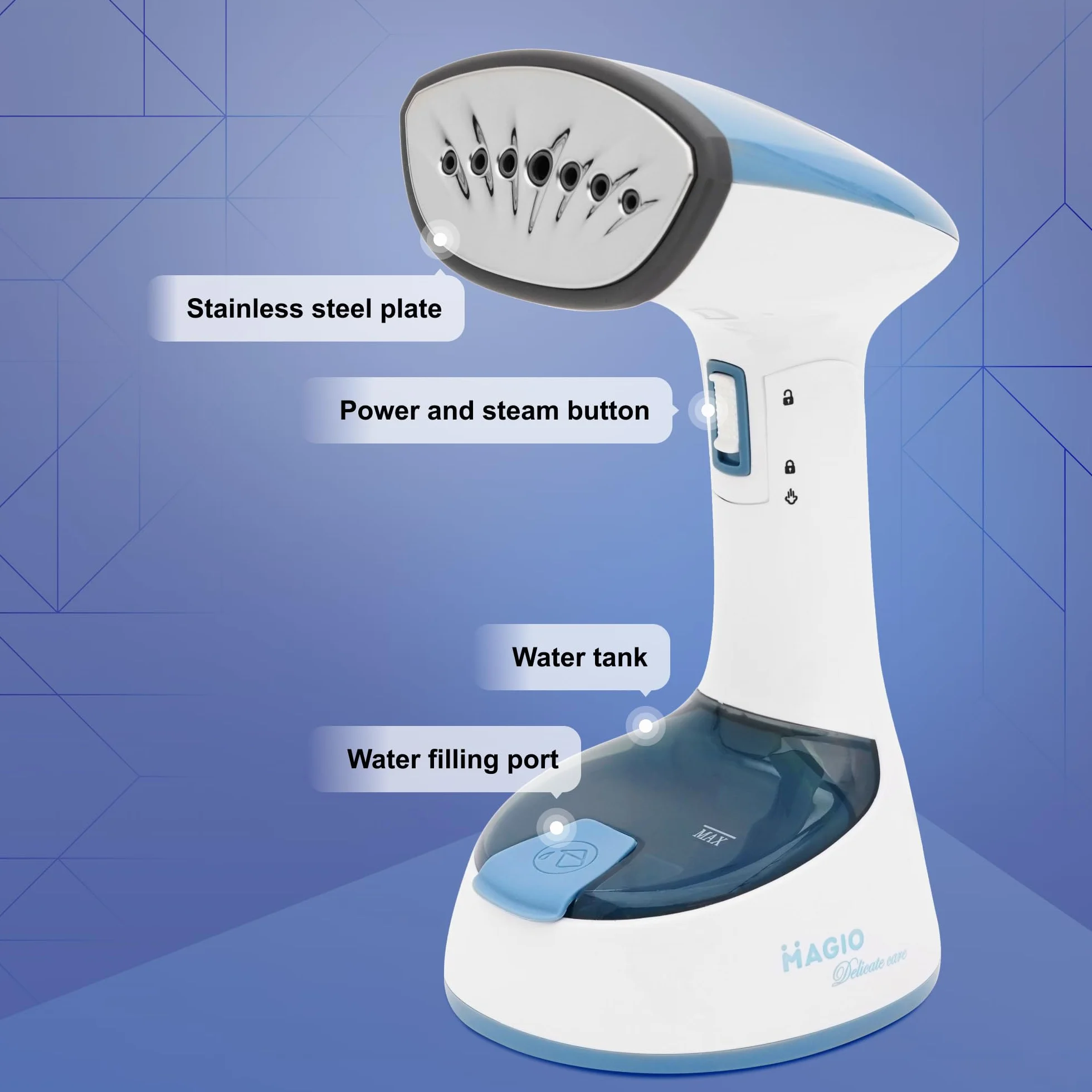 MAGIO Parownica ręczna pionowa 1500W Składana 150 ml