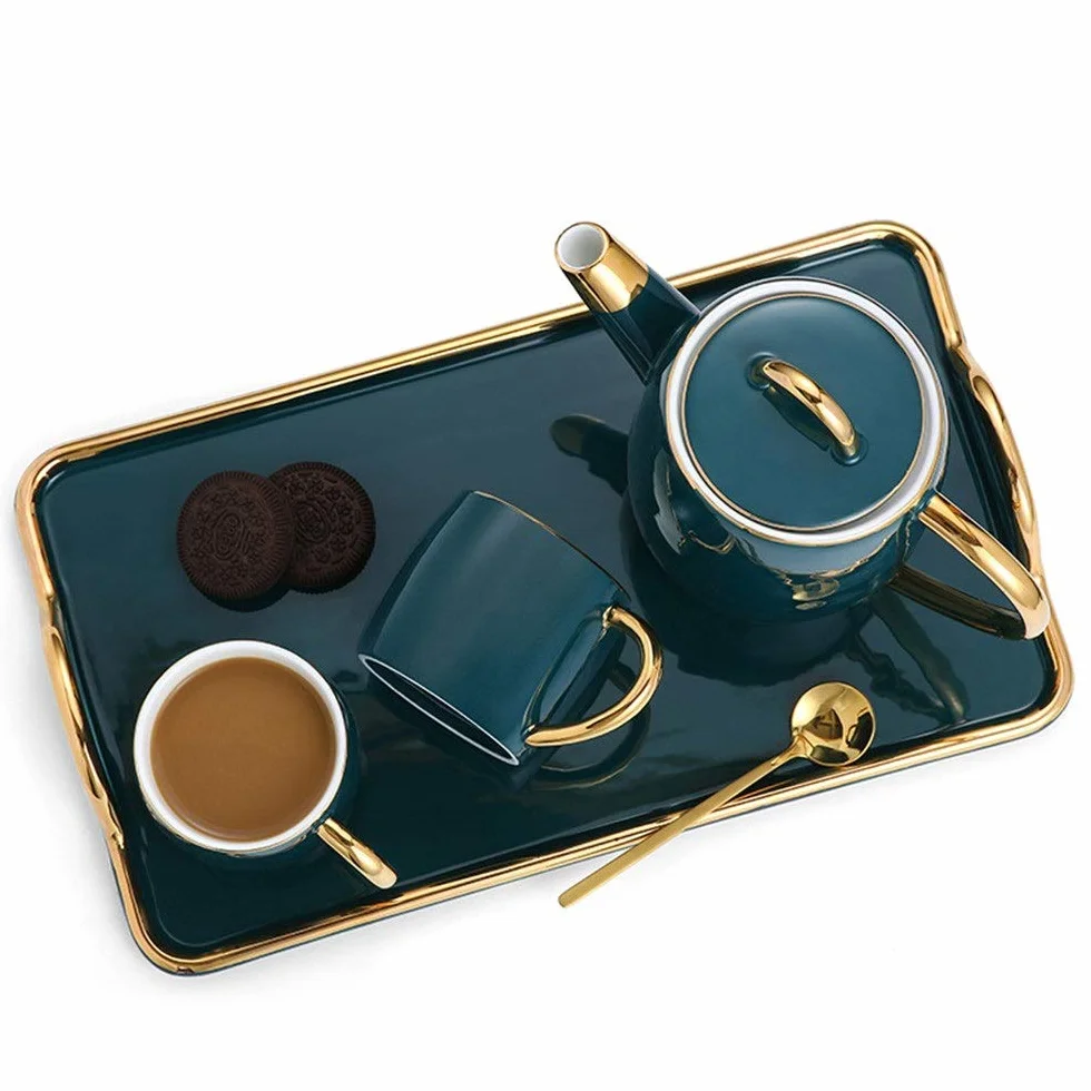 XINGYU Zestawy do herbaty 6-częściowa filiżanka i taca do kawy popołudniowa herbata naczynia do picia zestaw do kawy 8 sztuk w stylu nordyckim glazurowana porcelana serwis do kawy i herbaty na imprezę i kolację do domu