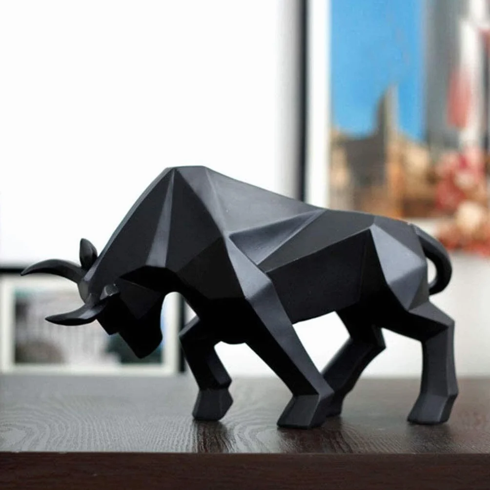 Żywica Bison Ox rzeźba abstrakcyjne rzemiosło ozdoba akcesoria prezent urodzinowy byk statua dekoracja biurowa Home Art 1215