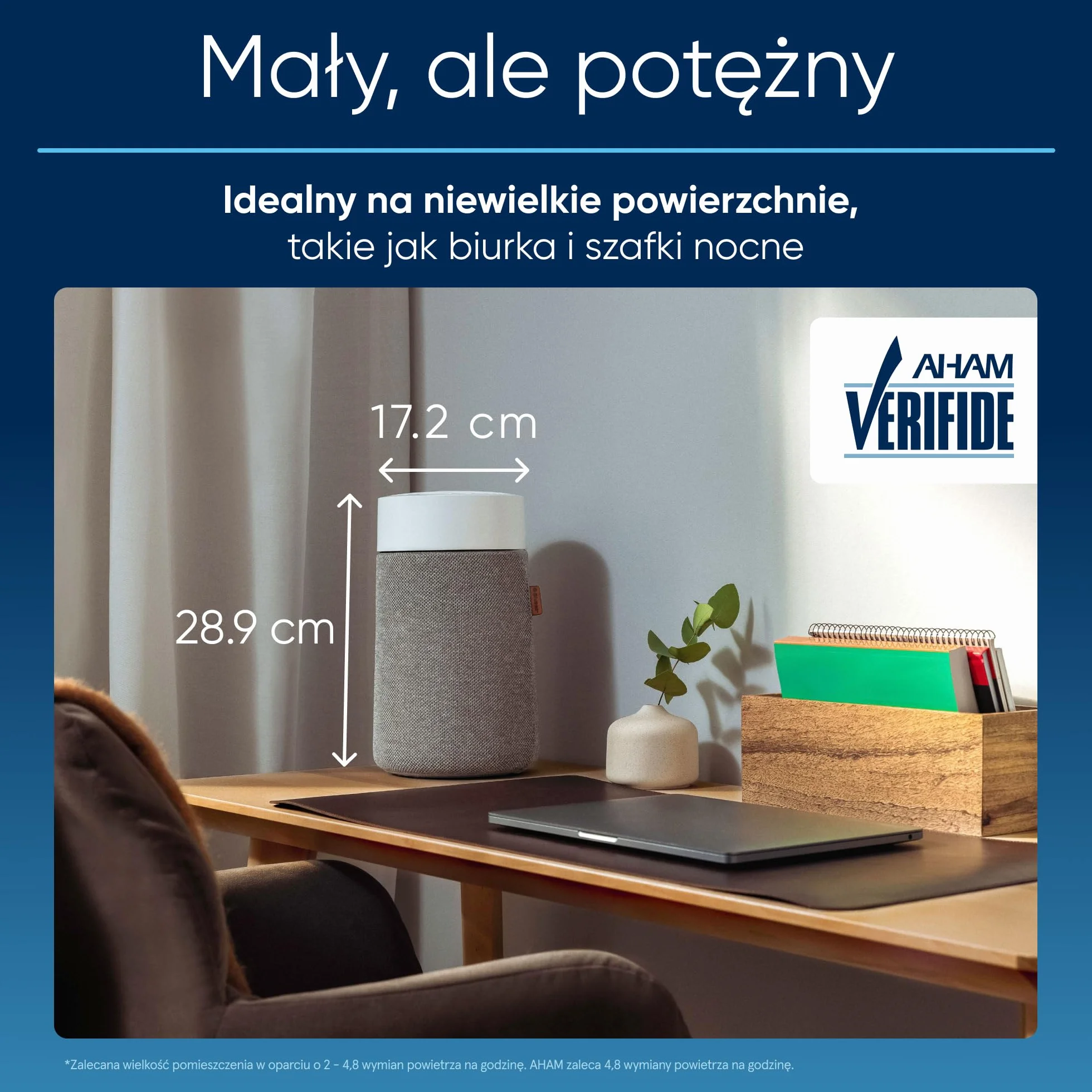 BLUEAIR Mini oczyszczacz powietrza, kompaktowe oczyszczanie powietrza, usuwa 99,97% kurzu, pyłków i dymu, cichy i przenośny, do sypialni i biura, Blue Pure Mini Max oczyszczacz powietrza