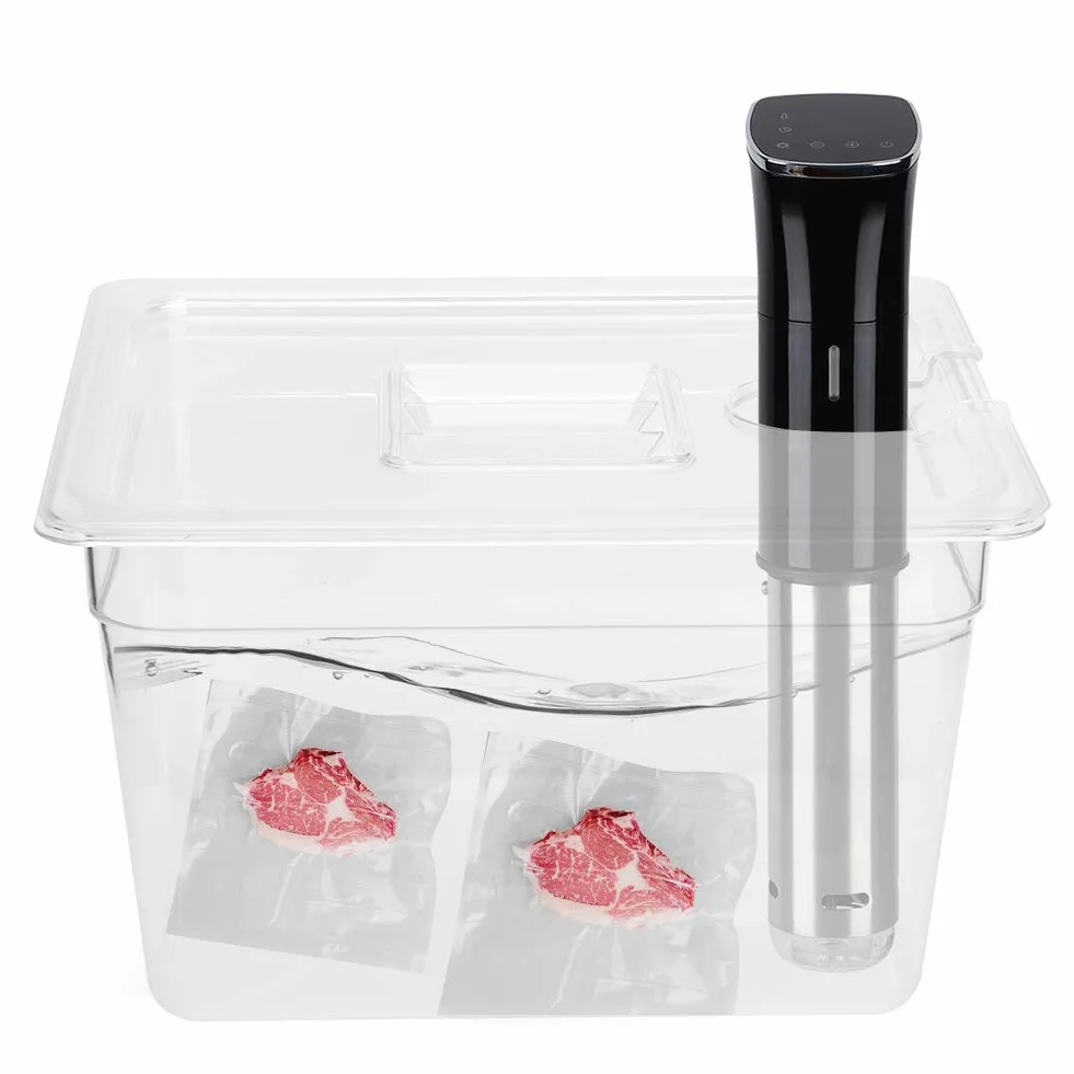 Składany Pojemnik Sous Vide z pokrywą na Zawiasach 11L pojemność 265x325x200mm Rozmiar Spożywczy PC materiał do Cyrkulatora Kuchenka Kulinarna