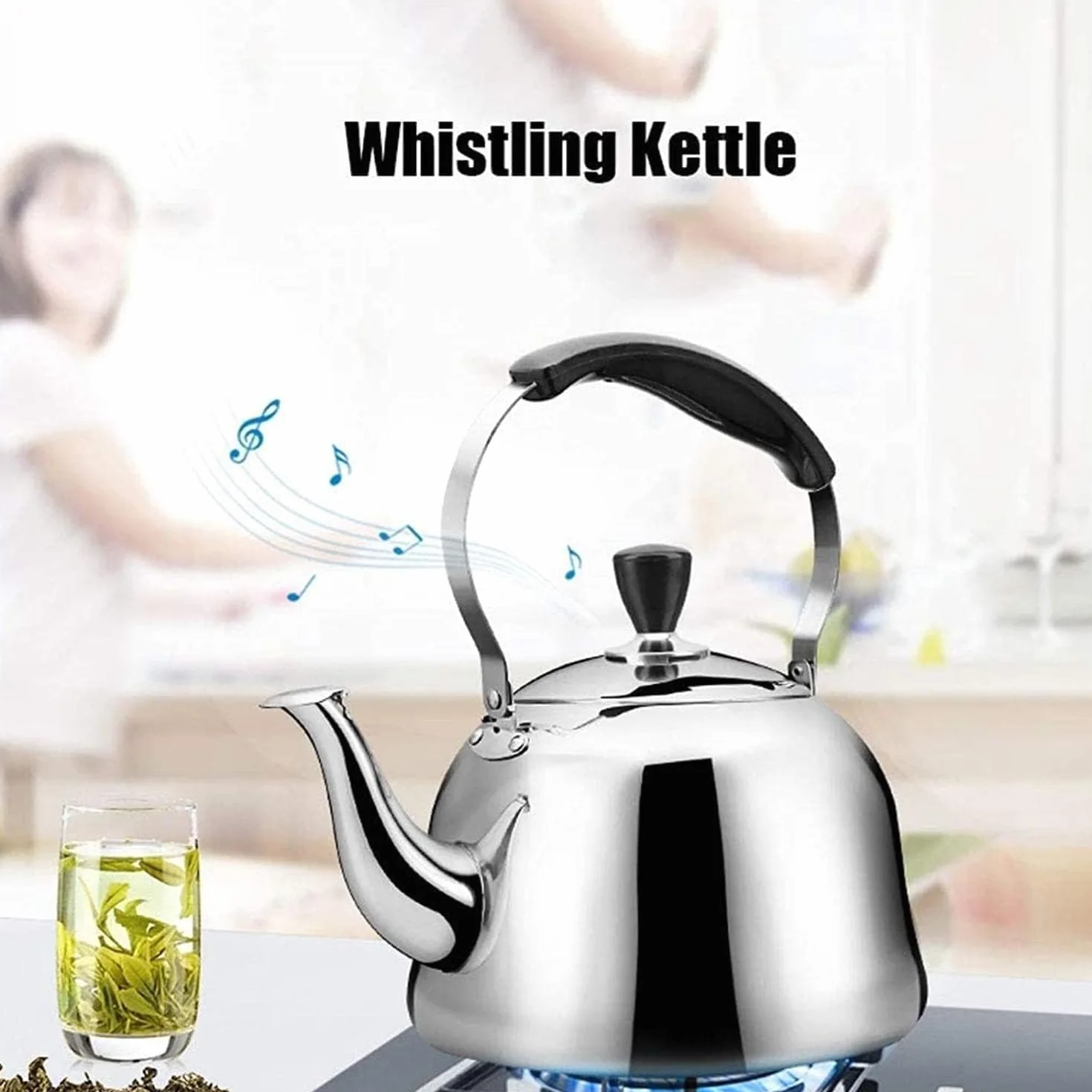 Czajnik z Gwizdkiem Stianless Steel Whistling Czajniczek Czajnik Kuchenny Czajnik Do Kuchenki Szybkie Wrzenie Gwizdanie Czajnik Czajnik Kuchenek(3L)