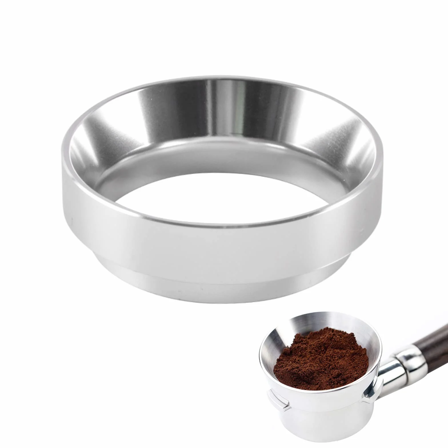 Pierścień dozujący 51 mm, lejek do kawy magnetyczny aluminiowy pierścień dozujący, kompatybilny z 51 mm Portafilter, lejek do espresso akcesoria ekspres do kawy dla baristy, domu, kawiarni
