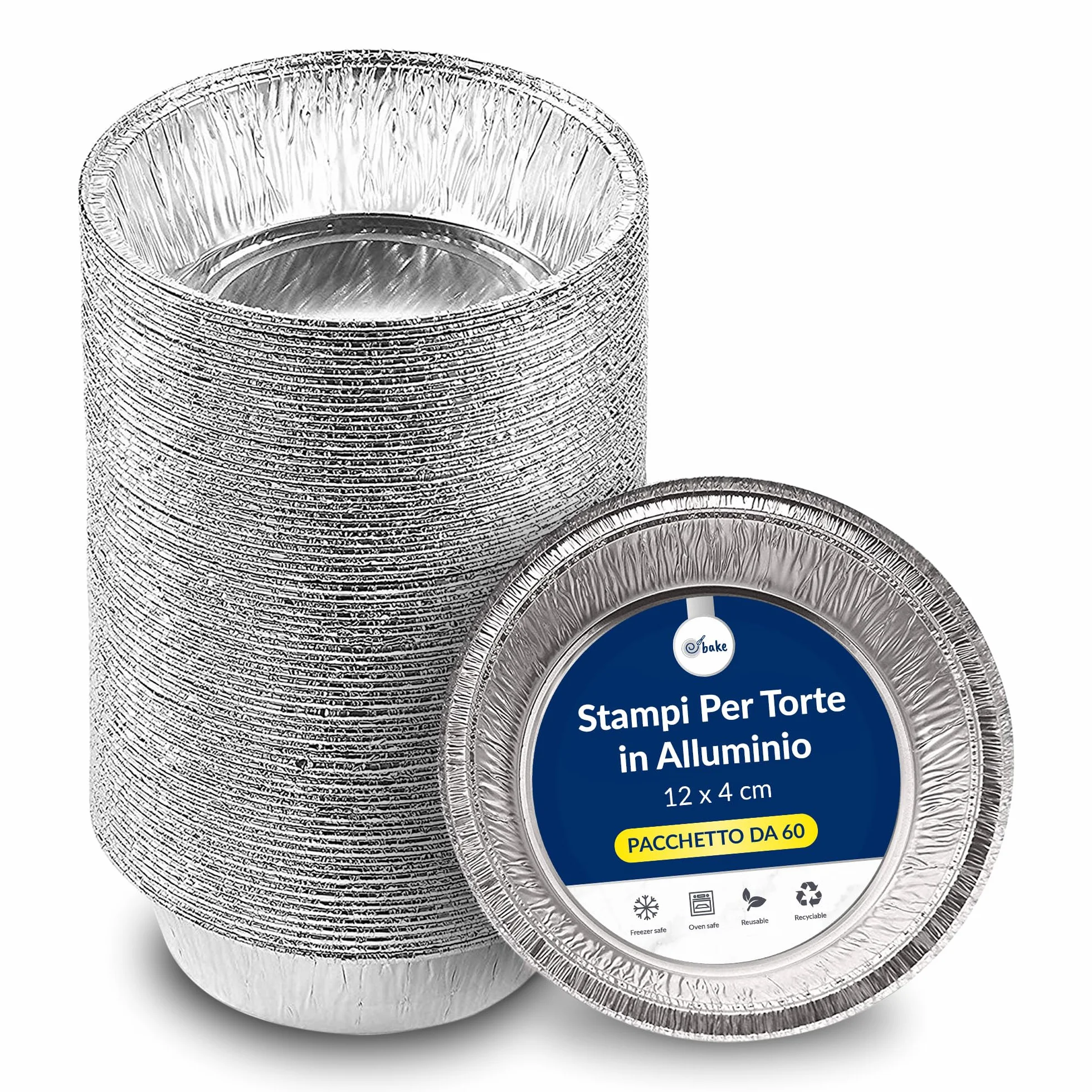 ebake Naczynia Foliowe Do Ciasta - Aluminiowe Okrągłe Blachy Jednorazowe 12 cm (60 Sztuk) - Do Pieczenia Pukka, Pasterskiego, Stekowego
