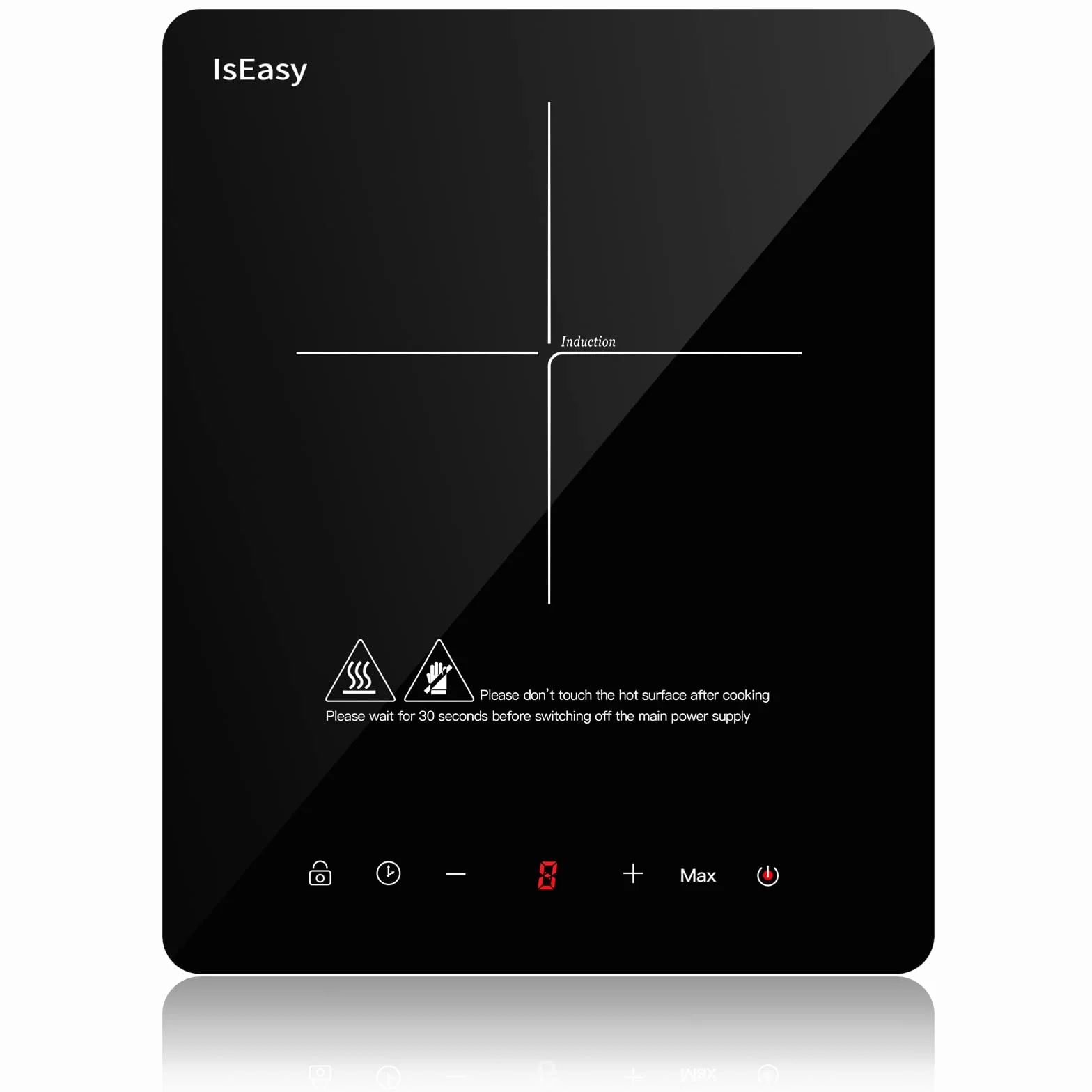 Płyta indukcyjna IsEasy 2100W 28cm przenośna 9 ustawień ciepła timer sterowanie dotykowe funkcja booster 220-240V