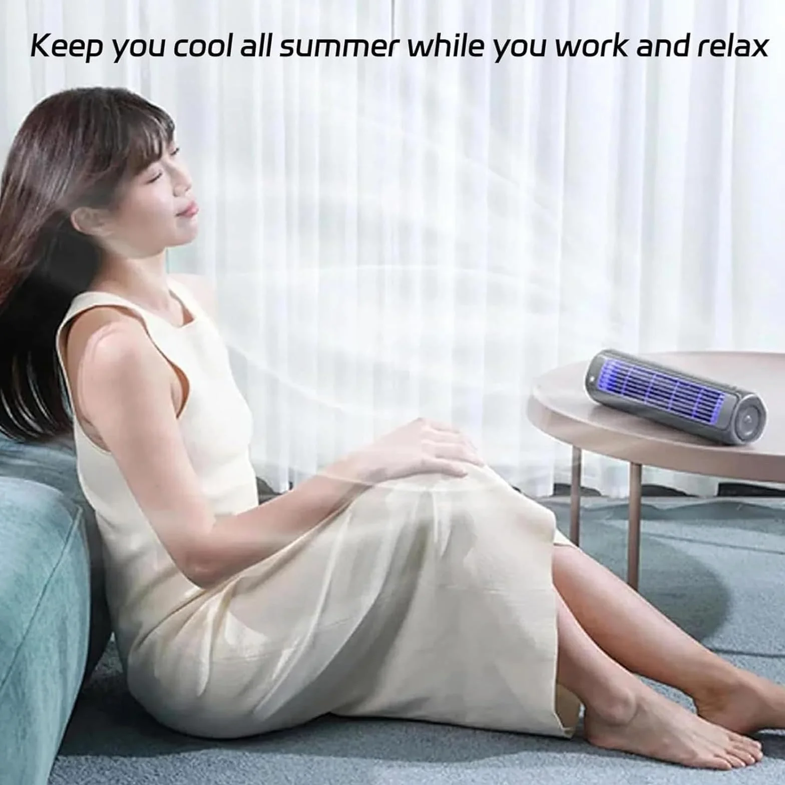 Cooling Ace Przenośny klimatyzator z wentylatorem chłodzącym 3 prędkości, ekran dotykowy LED, ładowanie USB