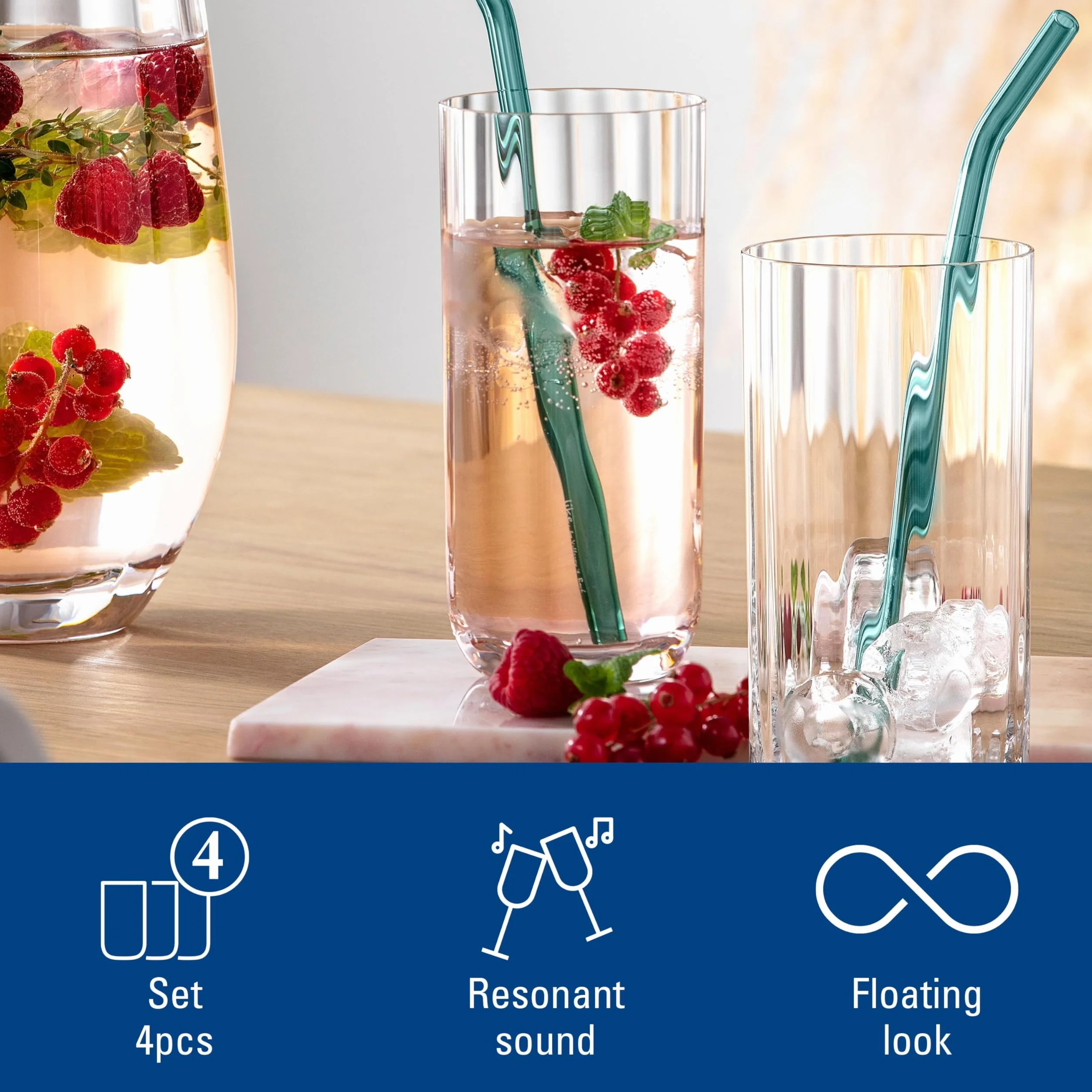 Villeroy & Boch - Rose Garden Szklanki do długich napojów, zestaw 4 sztuk, 300 ml, szkło kryształowe