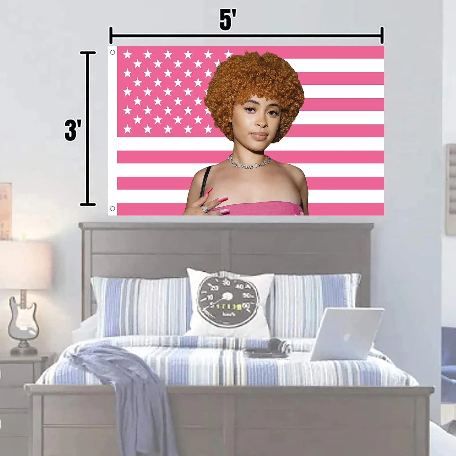 Plakat Icespice flaga amerykańska gobelin 9x122 cm różowy