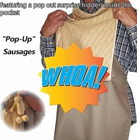 Chef's Prank Apron, Works Apron for Prank Adult Hilarious Creative Prank Aprons, humorystyczny fartuch szefa kuchni, fantazyjny fartuch, niespodzianka ukrywanie się w kieszeni śmieszne prezenty