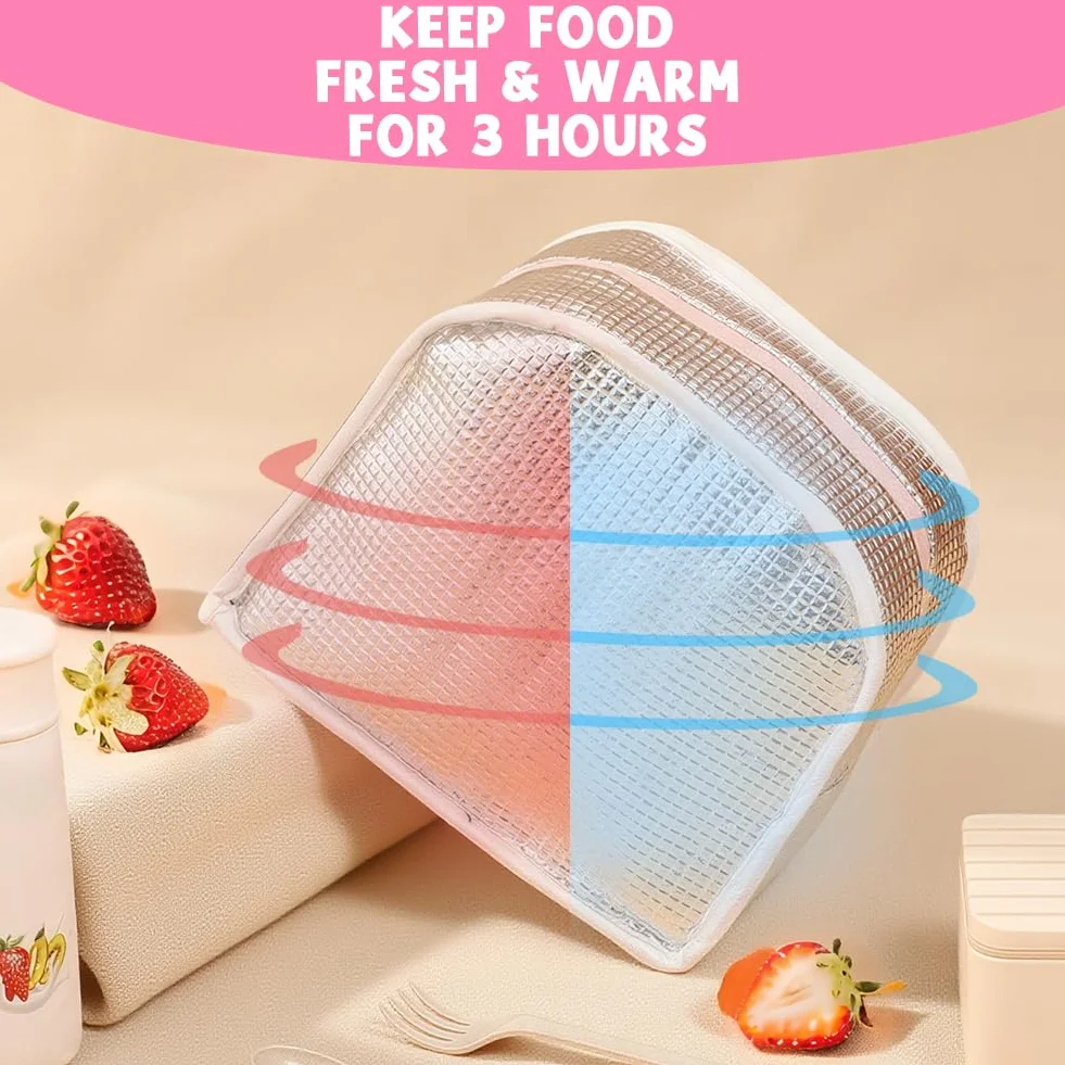 Aucuu Torba na lunch dla dzieci, torba termiczna, mini torba chłodząca, mała torba chłodząca 3D z kreskówkami, torba na lunch dla dzieci izolowana, torba na lunchbox przenośna torba chłodząca składana