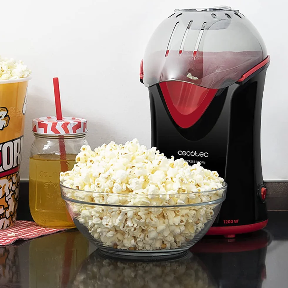 Cecotec Fun&Taste Pop Corn Maszyna do popcornu konwekcyjnego, 1200 W, wyjmowany system, w zestawie łyżka dozująca, ochrona przed przegrzaniem
