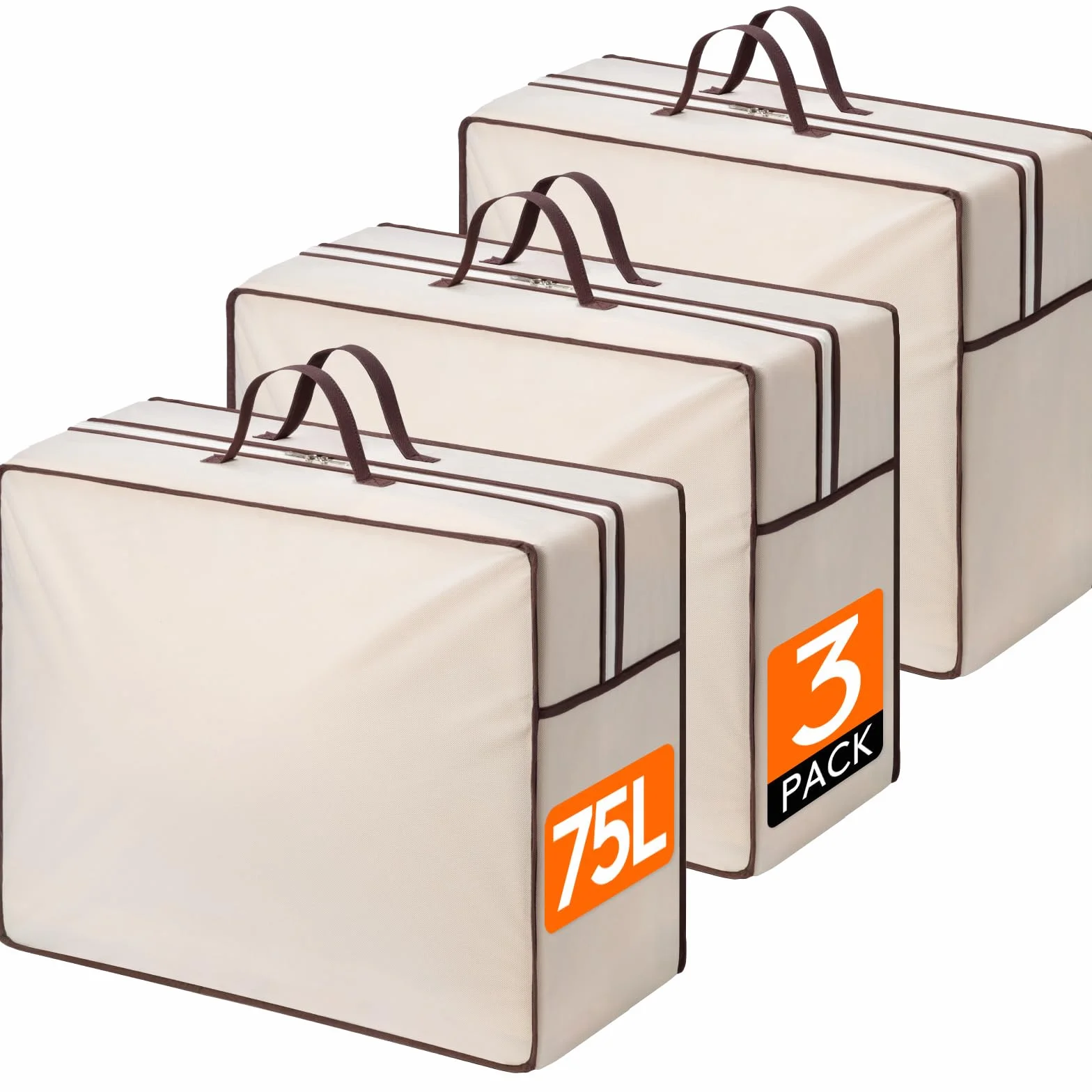 Lifewit 75L Torba do przechowywania z wzmocnionymi uchwytami, 3 sztuki odzieży, oddychająca, XXL przechowywanie kołder z 2 zasuwakami, przechowywanie poduszek, pościeli i koców
