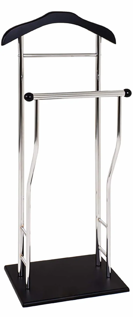 HAKU wieszak na ubrania chromowany do sypialni, czarny, stojak na ubrania MDF, metal - wymiary: szer. 45 x wys. 110 x gł. 30 cm, styl: nowoczesny