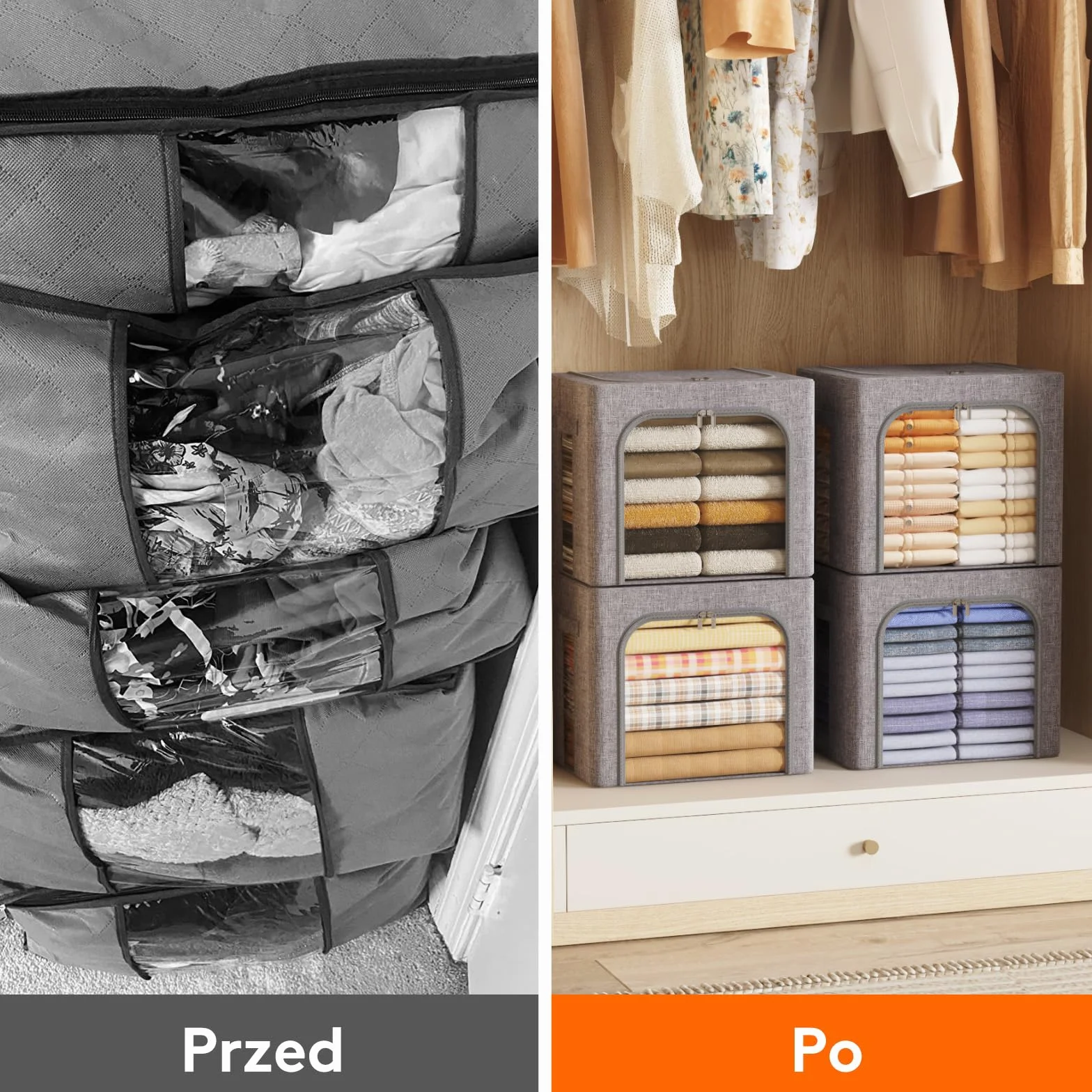 Lifewit pojemniki na ubrania składane 40L z metalową ramą pokrywami okienkiem zamkami 3 szt.