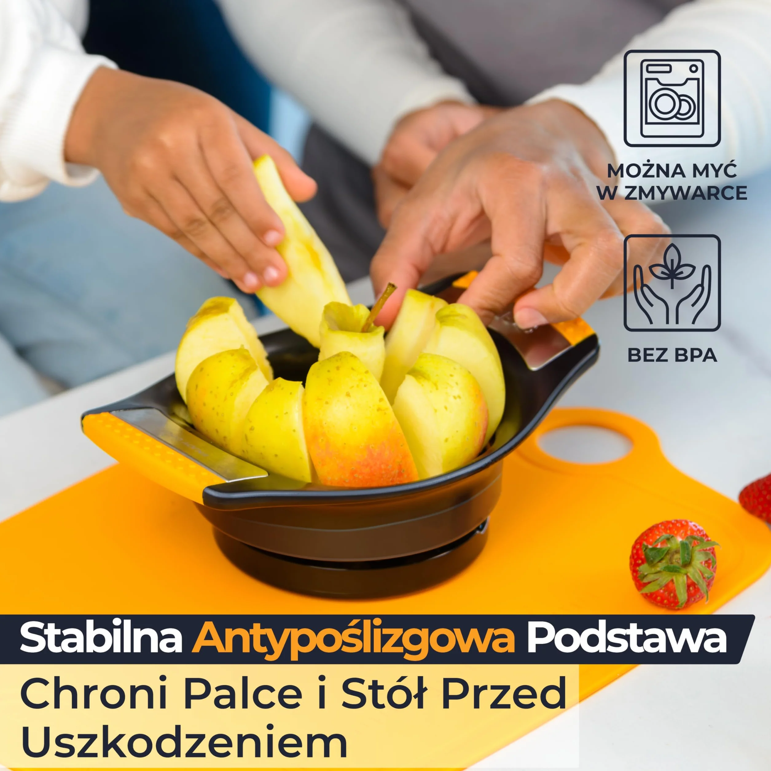 Deiss LUX Duży wydrążacz do jabłko, podstawowy wydrążacz z tnącą podstawą, stalowa narzędzie na 8 części, nadająca krajalnica