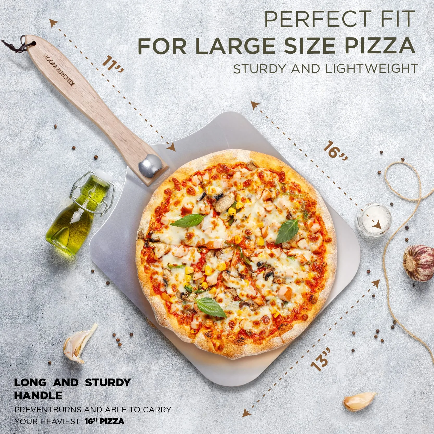 Duża łopatka do pizzy 40 cm – bardzo duża metalowa łopata do pizzy o szerokości 35 cm, łopatka do pizzy do łatwego przenoszenia dużych pizzy, wiosło do pizzy z długim składanym uchwytem z