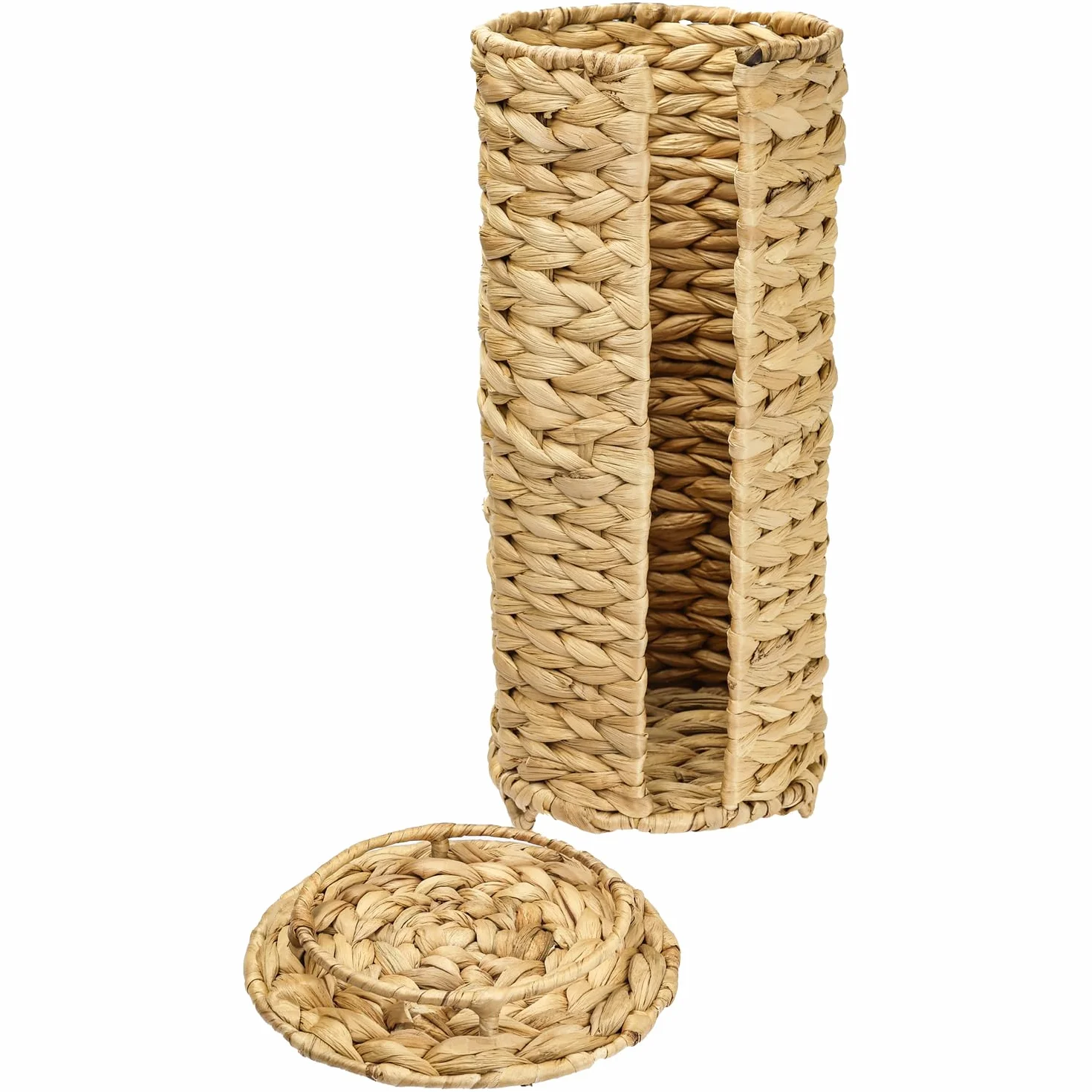 HMF Stojący uchwyt na papier toaletowy, pleciony z hiacyntu wodnego, 3 rolki, 35,5 x 17 cm