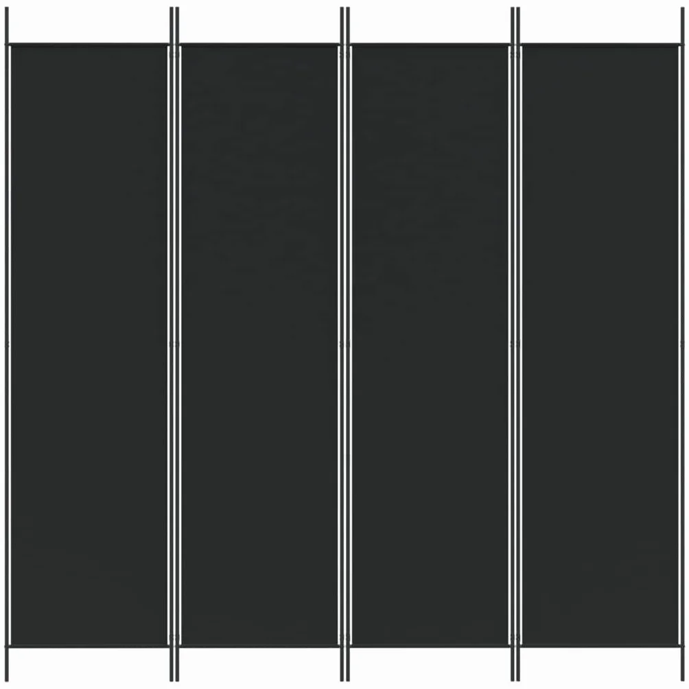 vidaXL Parawan 4-panelowy, czarny, 200x200 cm, tkanina