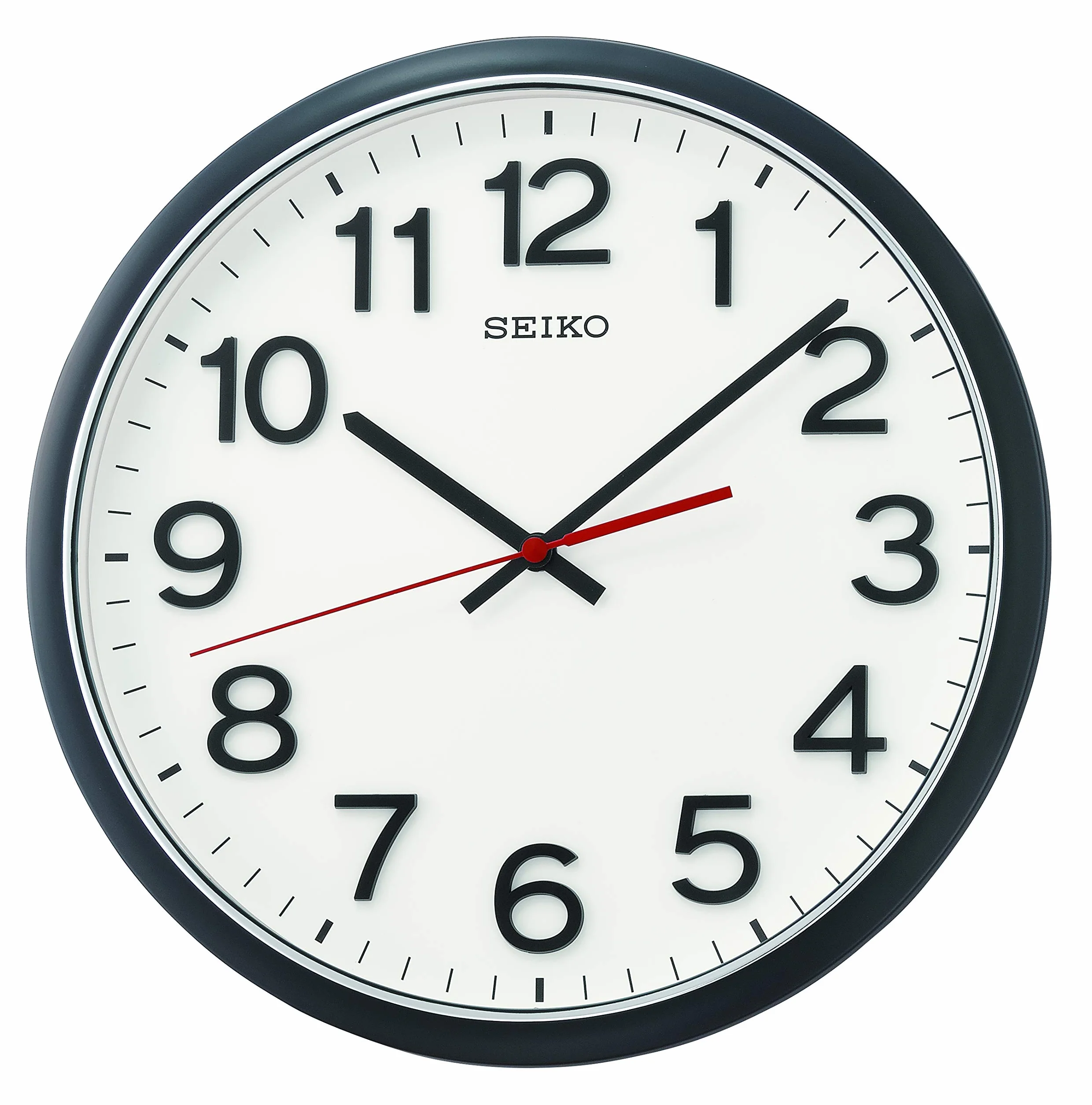 Seiko Zegar ścienny czarny tworzywo sztuczne sekundnik płynący QXA750K