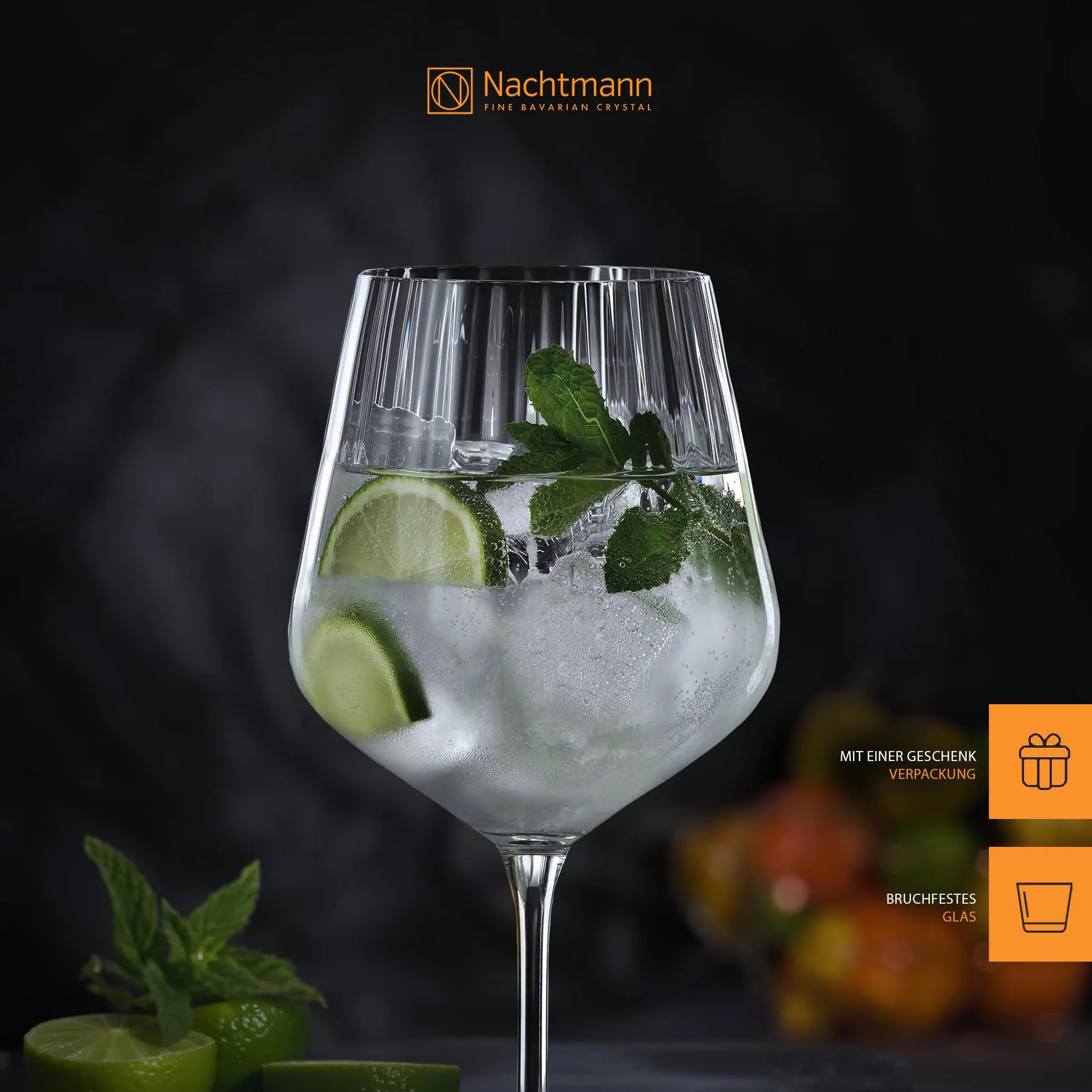 Nachtmann Gin & Tonic Zestaw Kieliszków, Szkło, Przezroczysty, 4 elementy