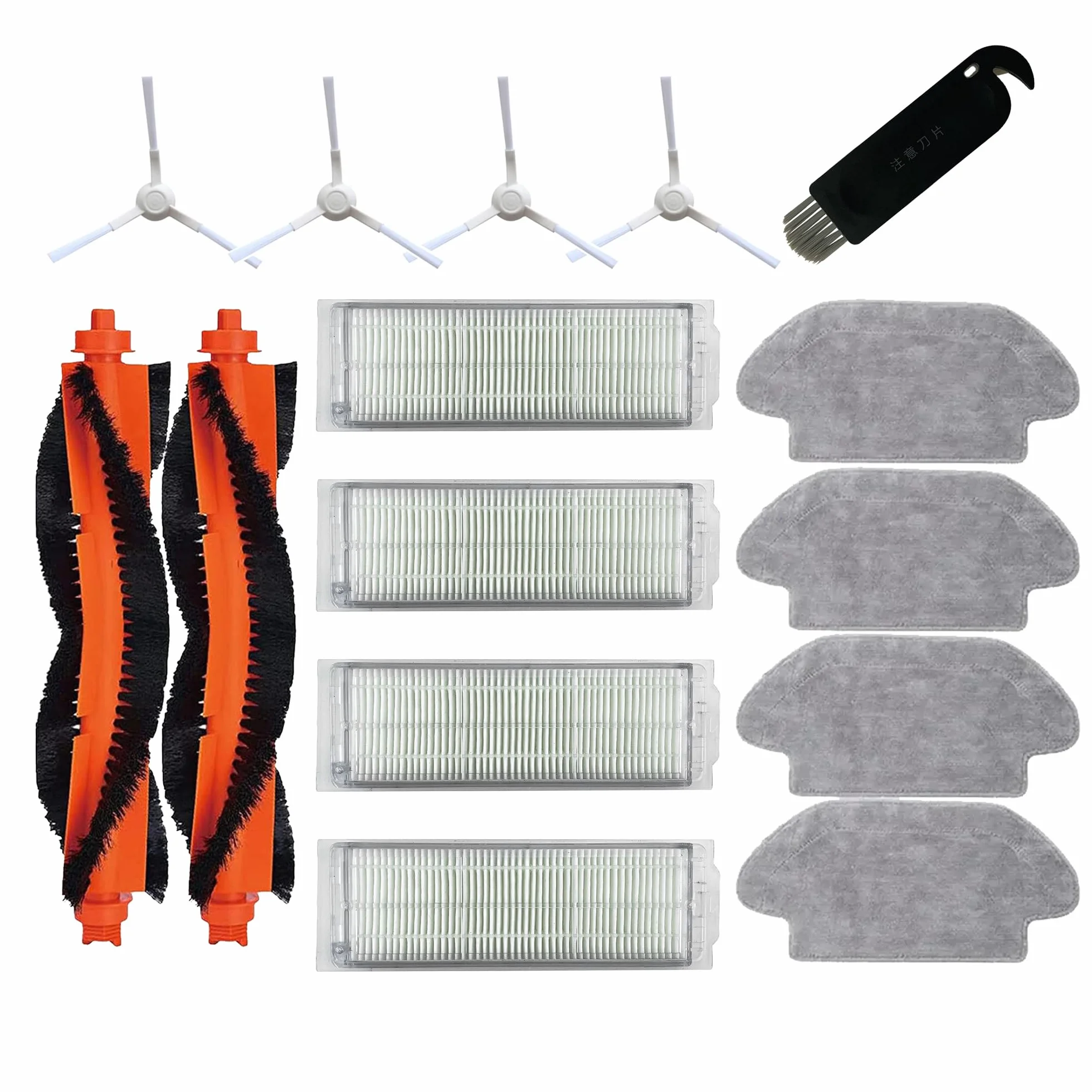Akcesoria, części zamienne do Xiaomi Robot S12 Vacuum Mop 2S Mop Pro STYTJ02YM XMSTJQR2S 4 ściereczki 2 szczotki główne, 4 szczotki boczne, 4 filtry