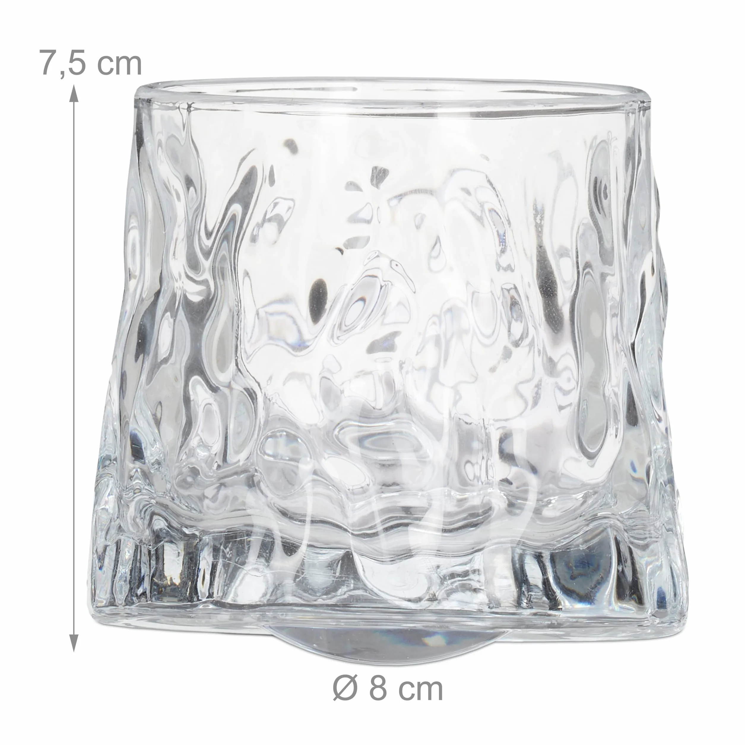 Relaxdays Szklanki do whisky, zestaw 12 sztuk, 3 różne szlify, 150 ml, szklanki do drgania się, wys. x śr.: 7,5 x 8 cm, przezroczyste, 12 sztuk (1 opakowanie)