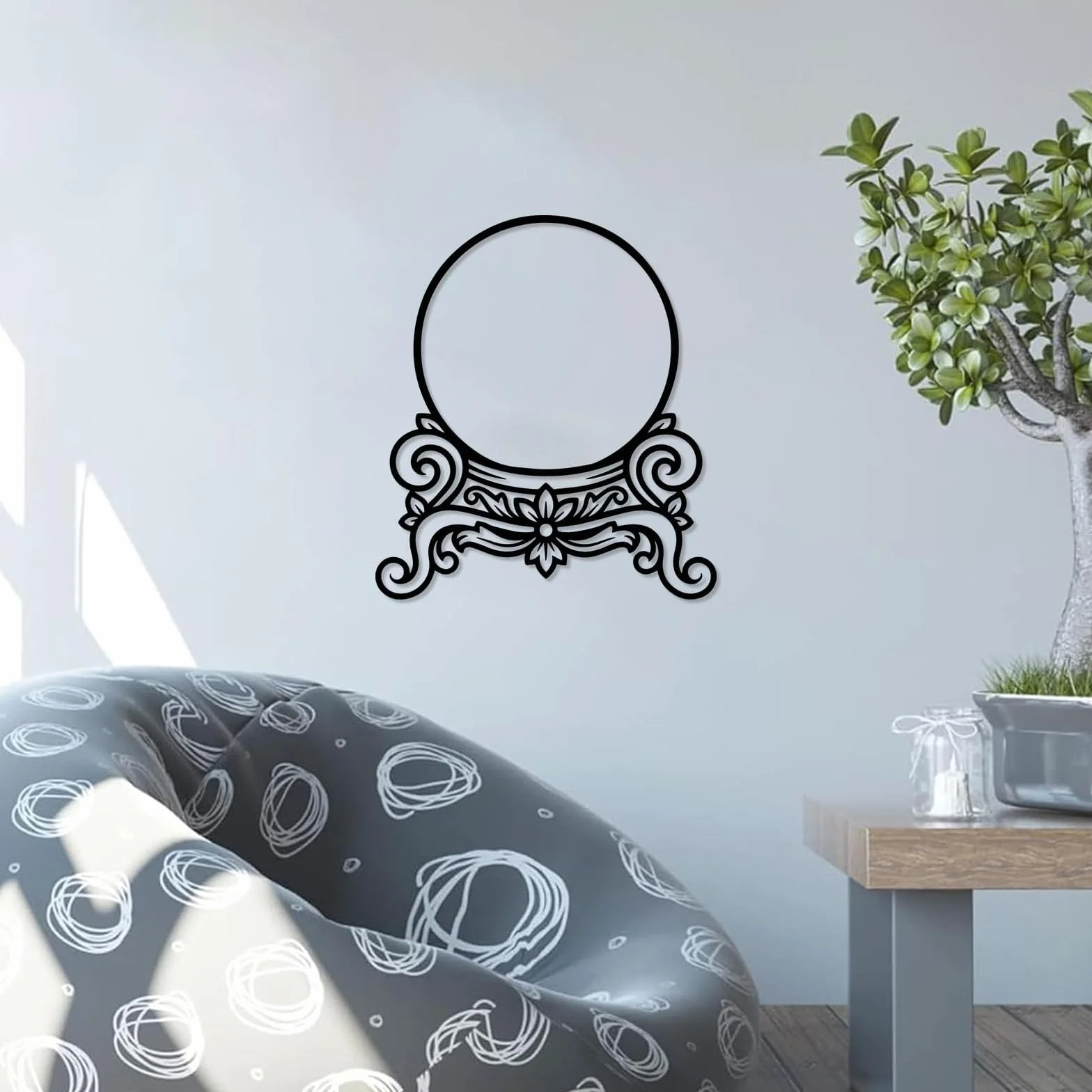 Dekoracja ścienna do salonu, ozdoba ścienna do domu sztuki (61 cm) | Kryształowa kula metalowa sztuka ścienna metalowe znaki dekoracja ścienna metalowa dekoracja zewnętrzna
