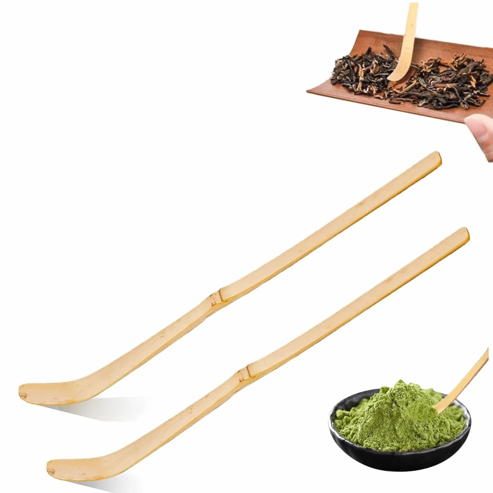 łyżki bambusowe do matcha, 2 SZT. Japońskie Chashaku 18 cm zielona łyżka do herbaty na ceremonię herbaty, łyżki do matcha, bambusowa łyżka do kawy i herbaty oraz espresso - akcesoria do