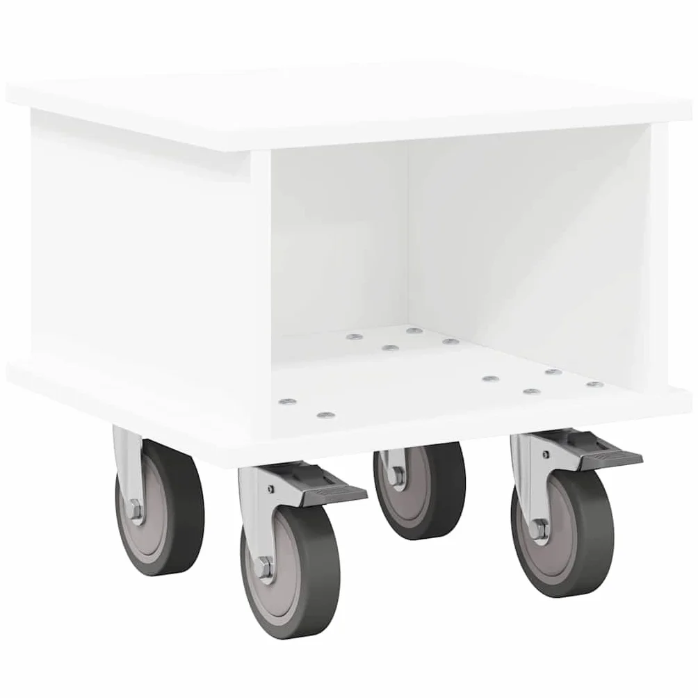 Hothingwell Szafka pod telewizor biała 37 x 35 x 35 cm drewno konstrukcyjne | Wiele przegródek, zarządzanie kablami, łatwe czyszczenie, do nowoczesnego salonu