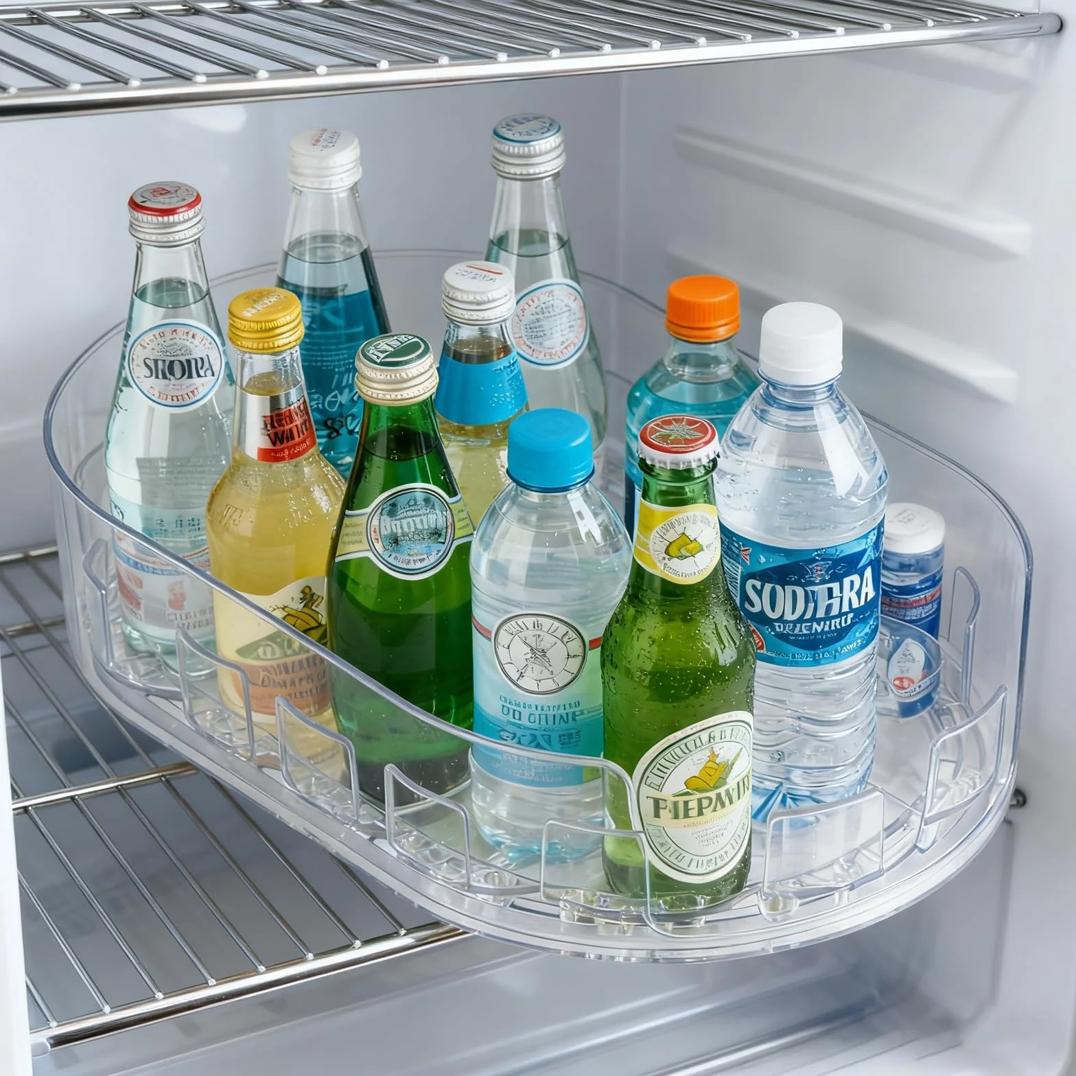 1 sztuka Lazy Susan talerz obrotowy do lodówki, 360° obrotowy mały talerz obrotowy organizer przezroczysty obrotowy blat do lodówki owalny na butelki z przyprawami, butelki z kondimentem