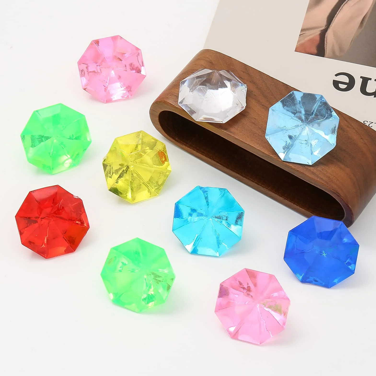 DAHI dekoracyjne diamenty 35 sztuk 32 mm akrylowe kryształy do dekoracji stołu konfetti ślubne dekoracja (32 mm kolorowe)