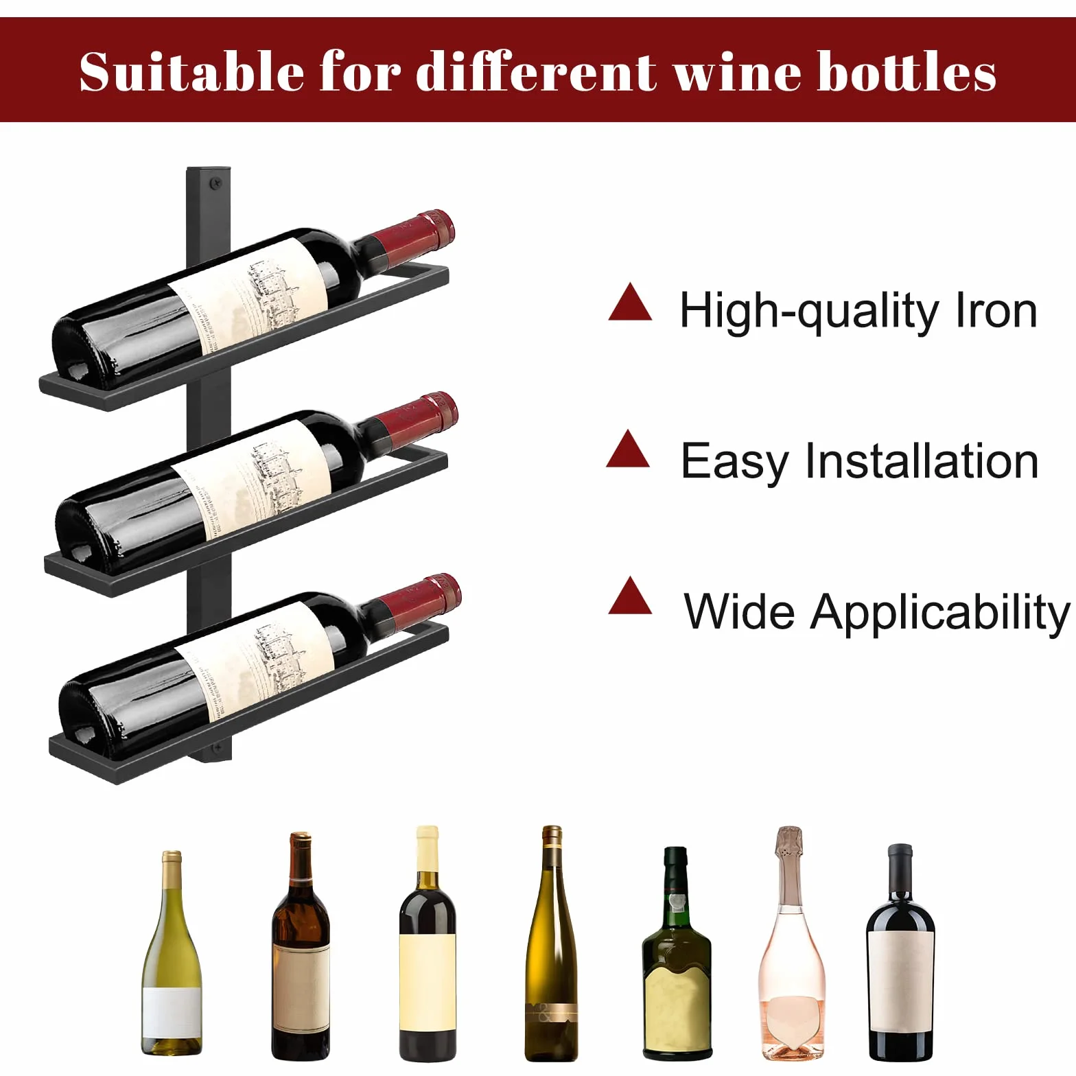 Stojak na wino metalowy czarny do domu kuchni baru