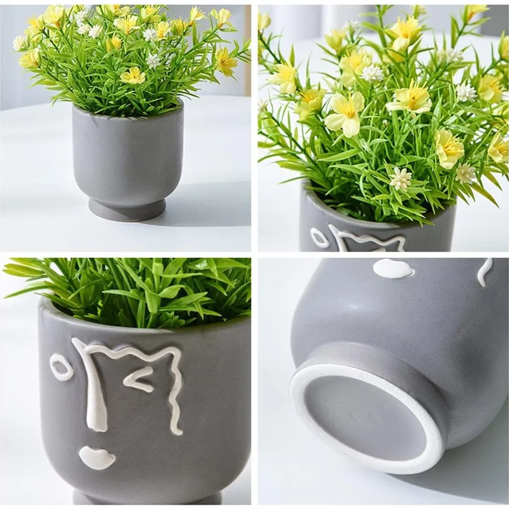 ArinkO Śliczne ceramiczne doniczki do imitacji ogrodów: urocze dekoracje do pokoju i akcesoria na biurko