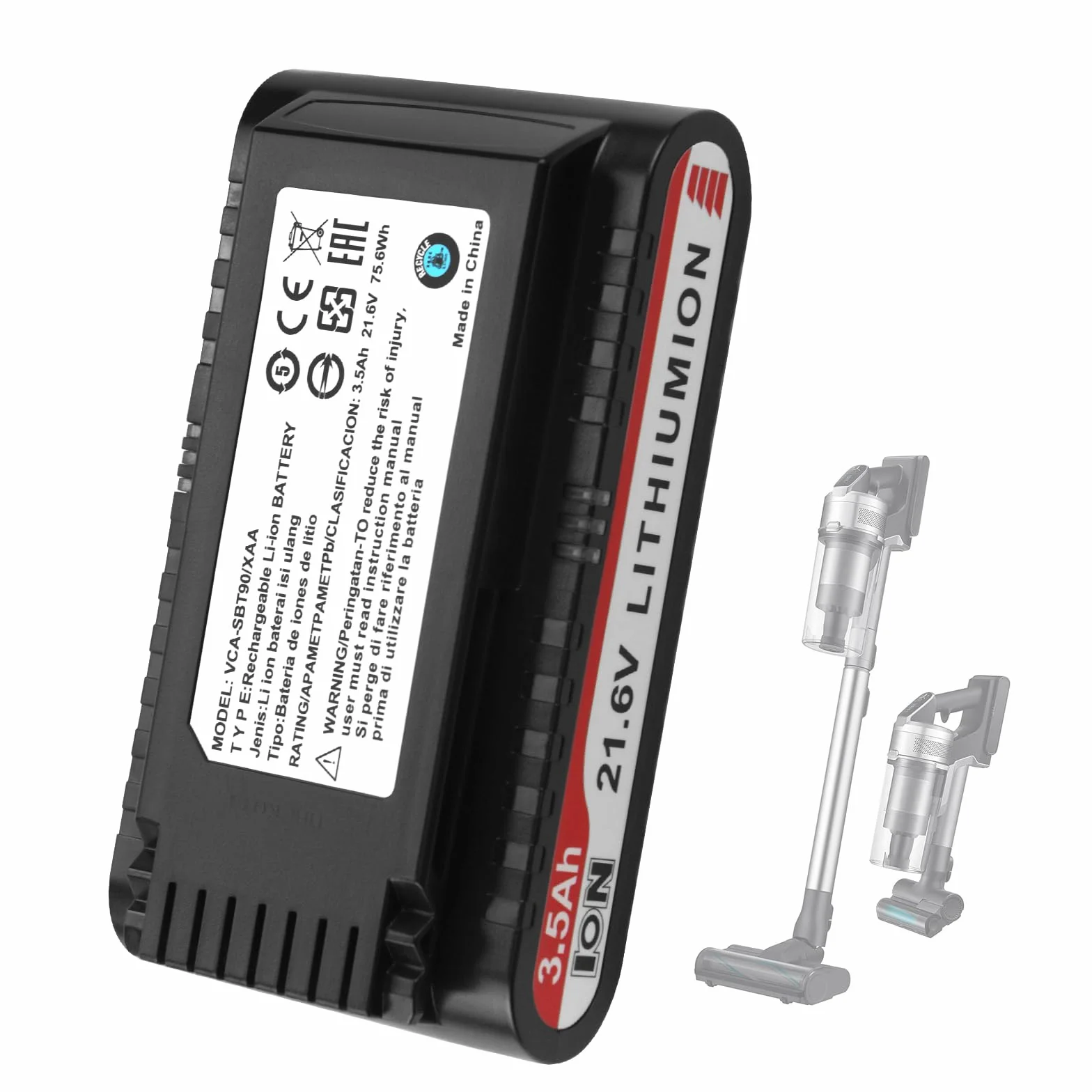K KYUER 3500mAh VCA-SBT90/XAA Rechargeable Battery for Jet 75/75+/75 Pet/Jet 90/90+ Cordless Stick Vacuum Cleaner
