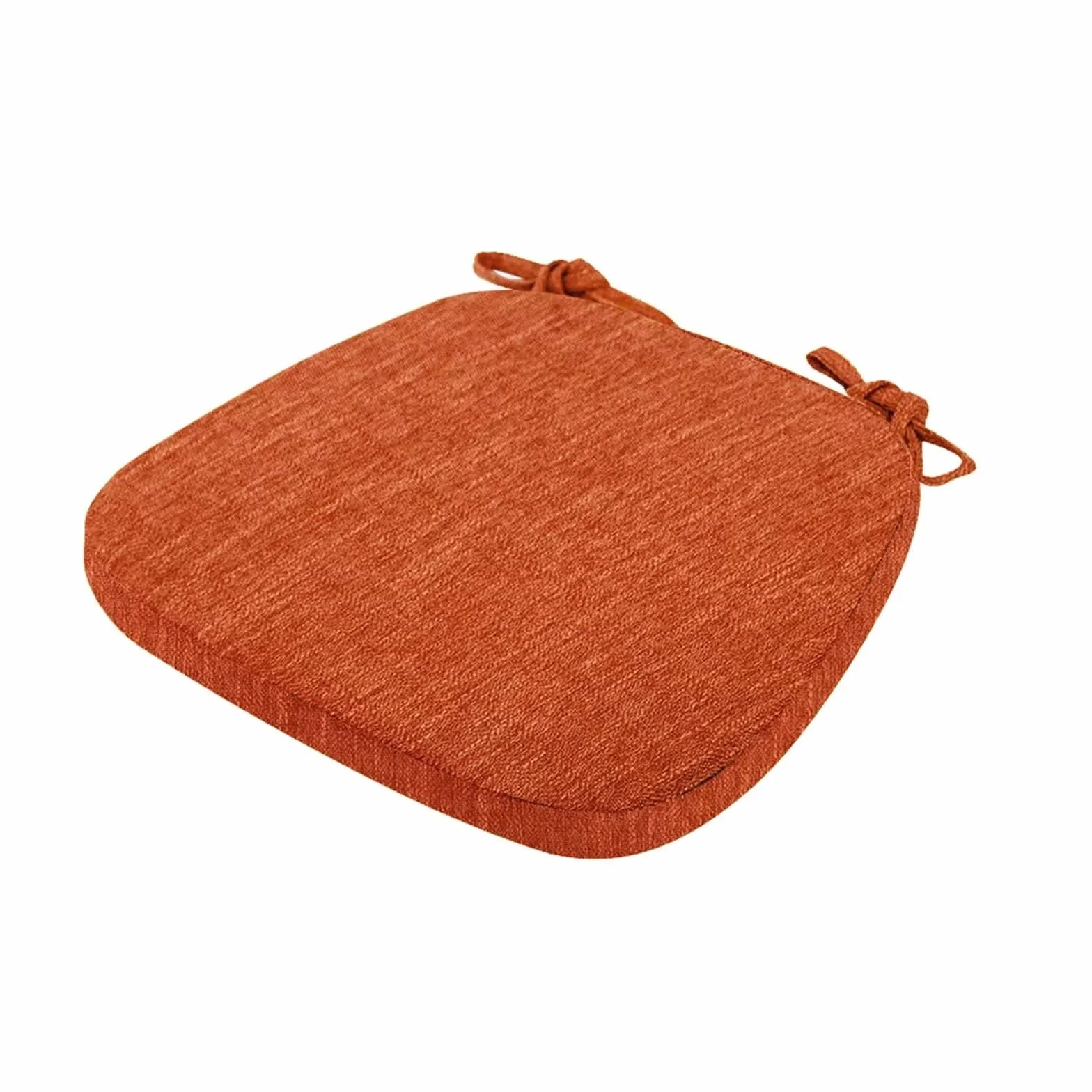 Podkładki na krzesła z wiązaniami, 40 x 40, pianka z pamięcią kształtu, poduszki na krzesła kuchenne z wiązaniami, 40 cm, antypoślizgowe podkładki na krzesła do jadalni, zestaw 2 sztuk, podwójne poszewki na siedzenia, można prać i zdejmować, pomarańczowe