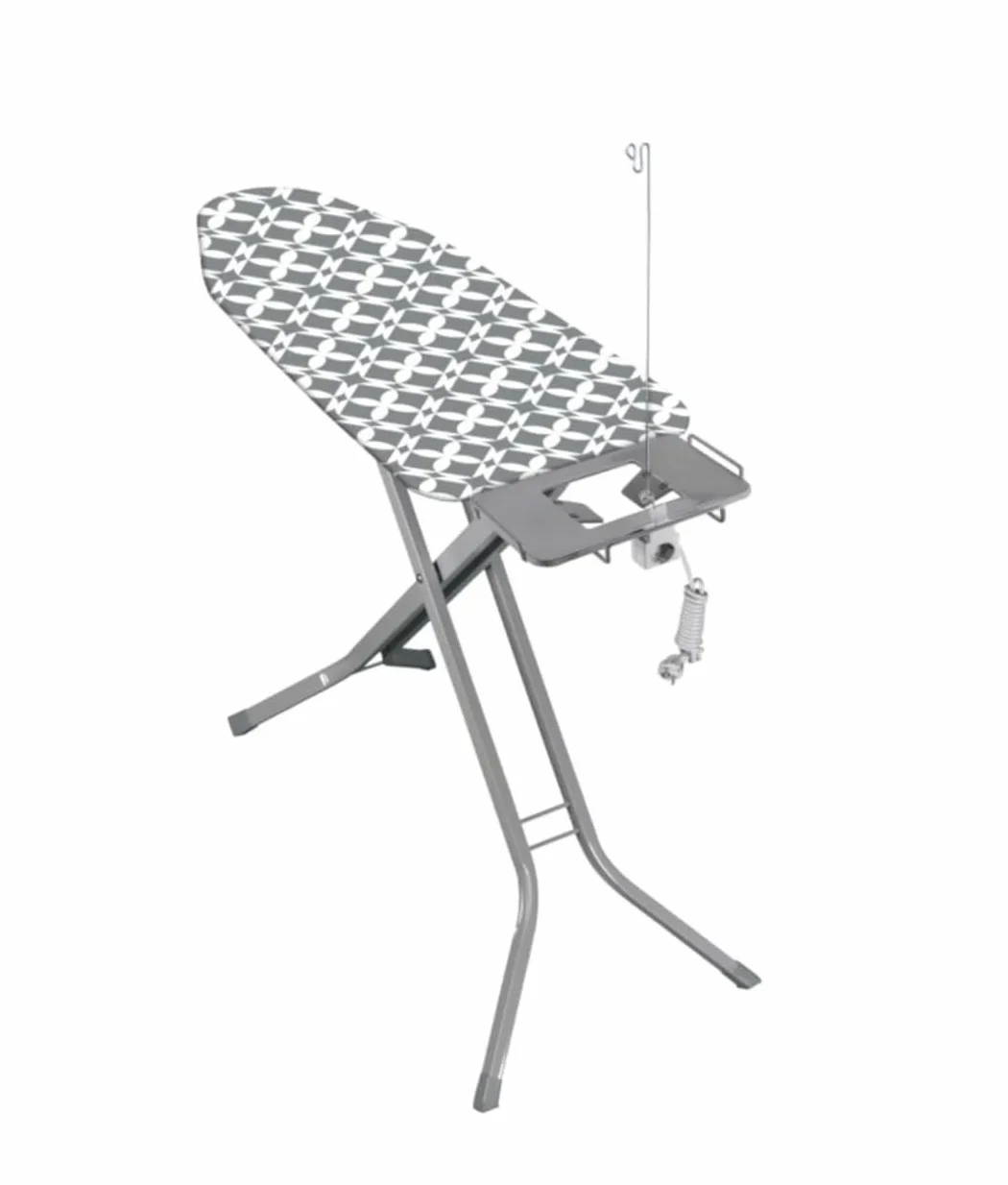 Advanced PRO deska do prasowania z przedłużeniem gniazdka, uchwytem na kabel, półką na żelazko, antypoślizgowa – regulacja wysokości do 99 cm, składana, powierzchnia prasowania 120 x 42 cm
