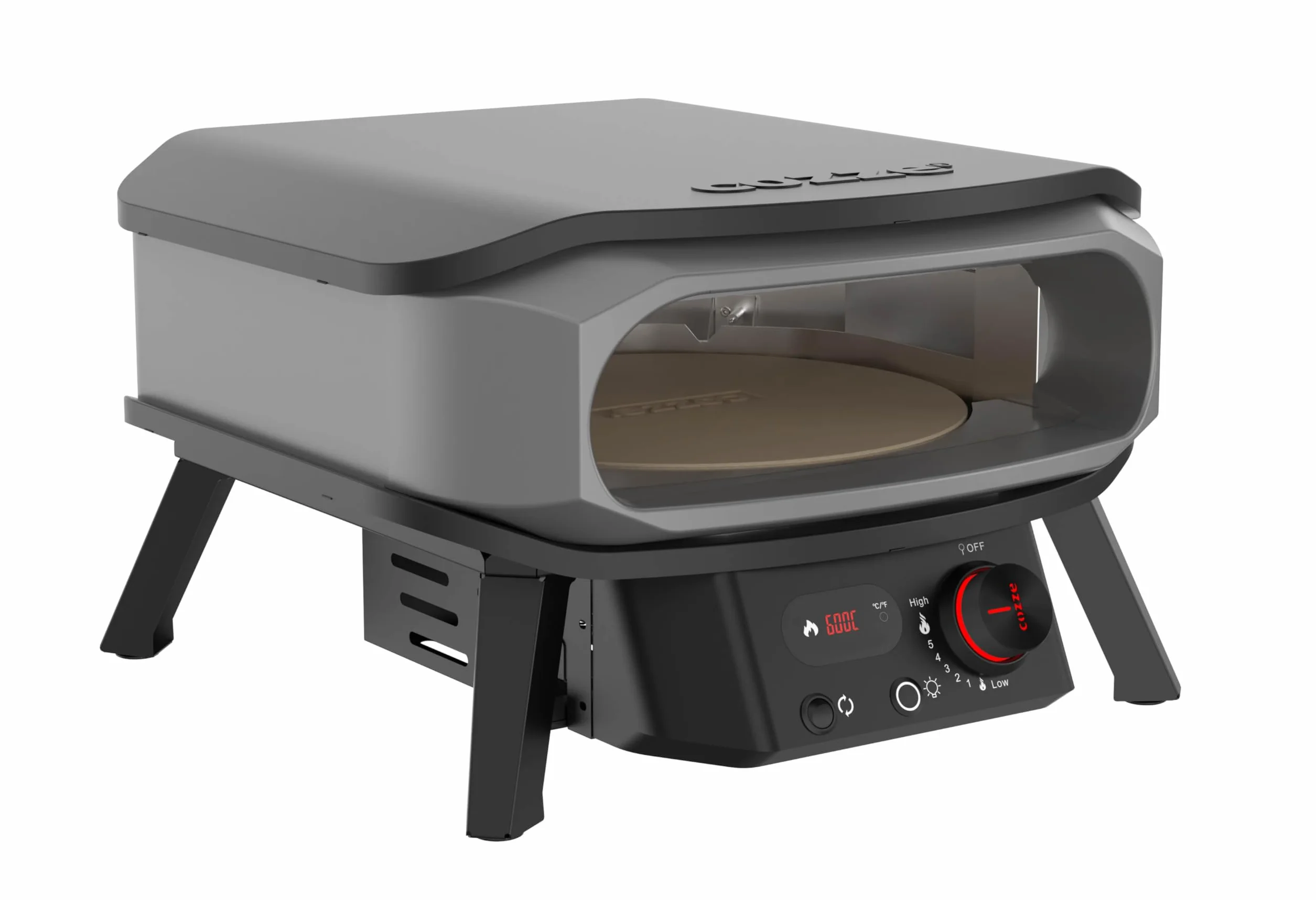 Cozze® 13" piekarnik do pizzy PREMIUM ROTATE – gazowy, 30 mbar – obrotowy piekarnik ze stali nierdzewnej z kamieniem korderytowym Ø34,5 cm – szybkie i równomierne pieczenie