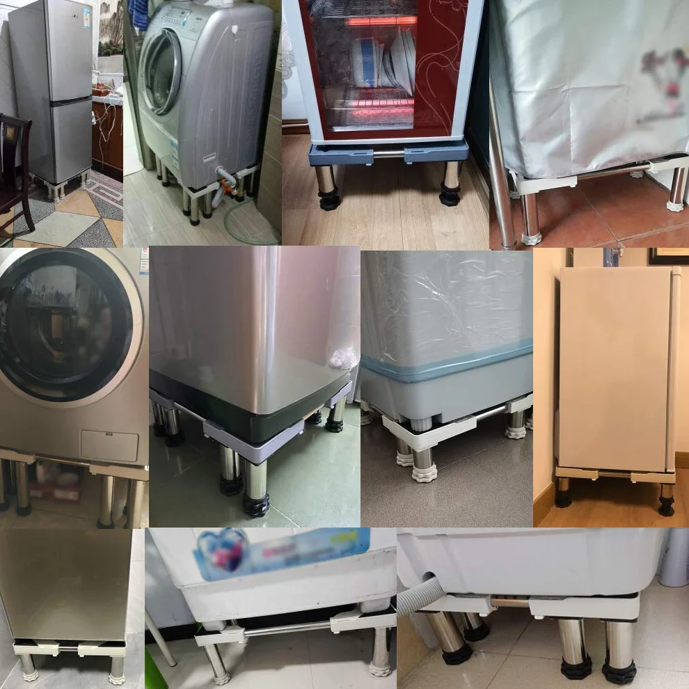 Regulowana mobilna podstawa do pralki i suszarki 4, 8, 12 nóg, szerokość 43, 65 cm, długość idealna do lodówki, klimatyzatora, kuchenek, zmywarki, regulacja wysokości.