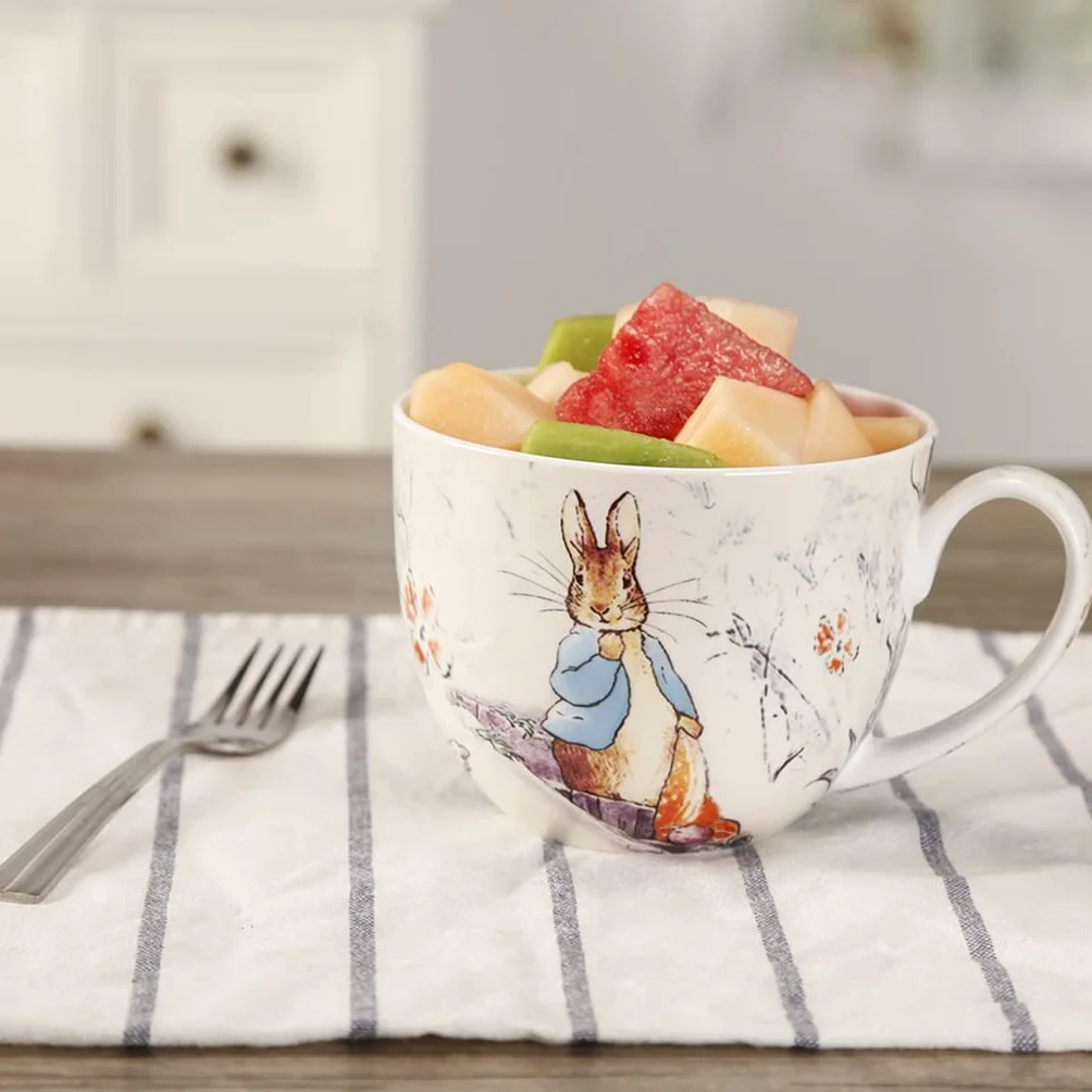 Duży Kubek Kawy z Kreskówką Królik Ceramiczny Kubek Mleka Porcelanowy Kubek Herbaty Piękny (C 700ML)