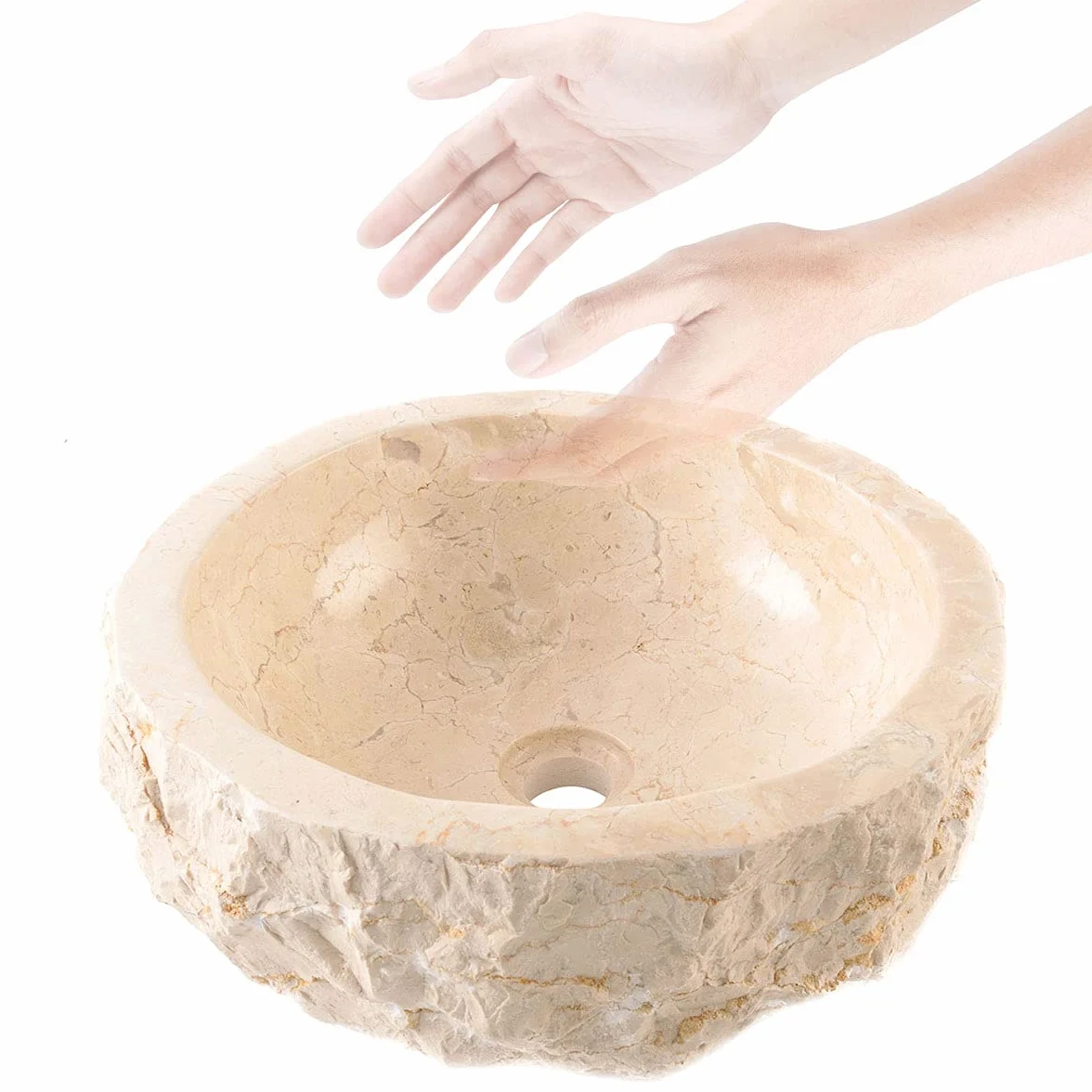 Umywalka nasadowa z kamienia naturalnego marmur kremowa 30 cm