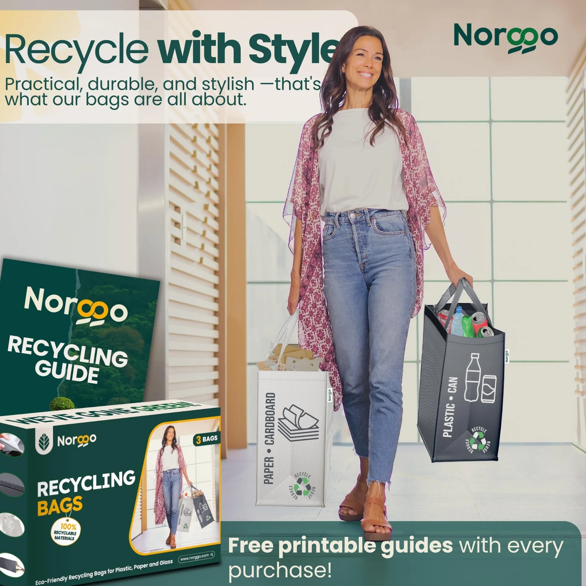 Kosze do segregacji odpadów zestaw 2x50L plastik papier kolorowe torby recyklingu