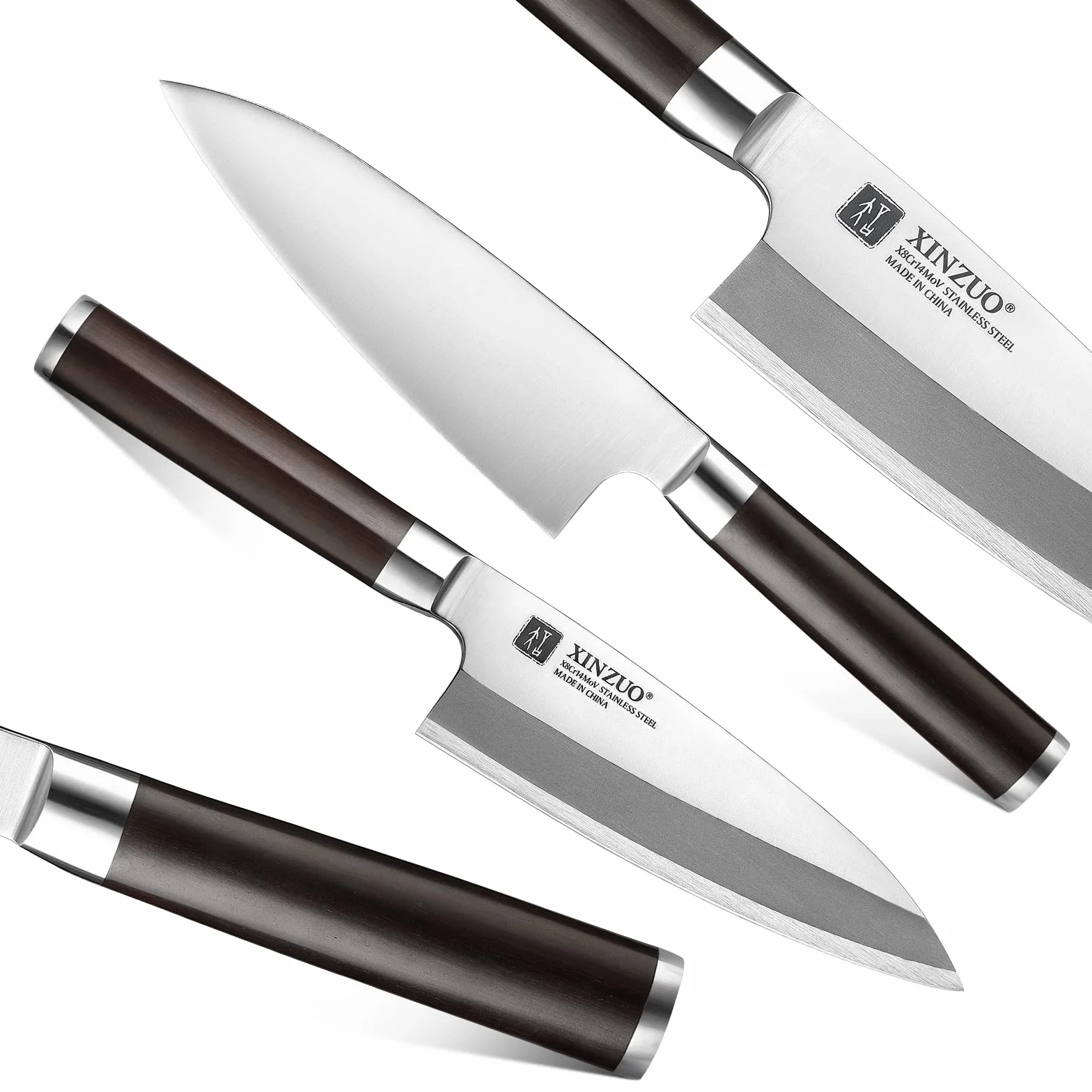 XINZUO 18 cm Deba nóż ze stali nierdzewnej X8Cr14MoV, japoński nóż sashimi do sushi, pojedyncze ostrze, nóż szefa kuchni, profesjonalny nóż do ryb, uchwyt hebanowy, z pochwą z drewna brzozowego