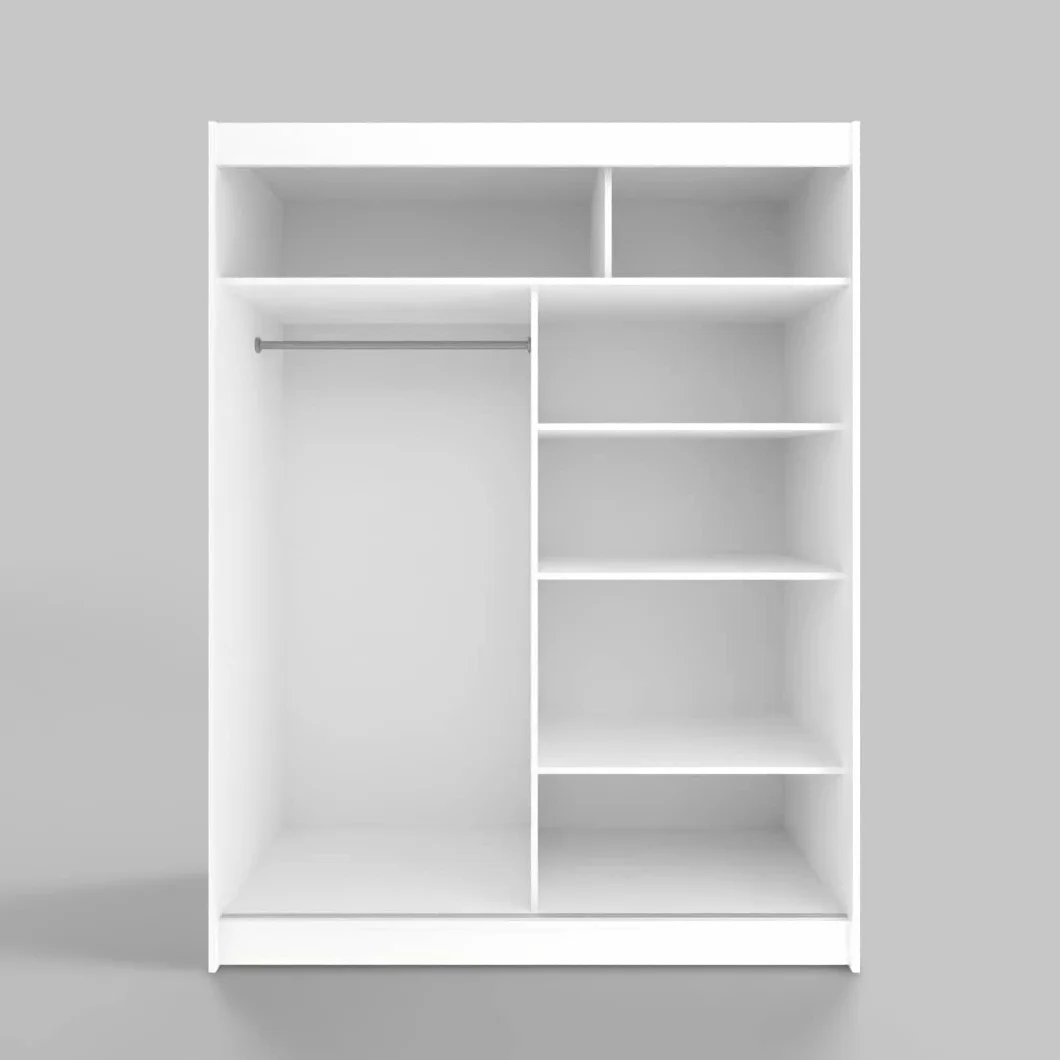 ML Furniture L3 szafa na ubrania z drzwiami przesuwnymi 120 cm z lustrem – meble do sypialni, do przechowywania – szafka wielofunkcyjna – kolor: biały