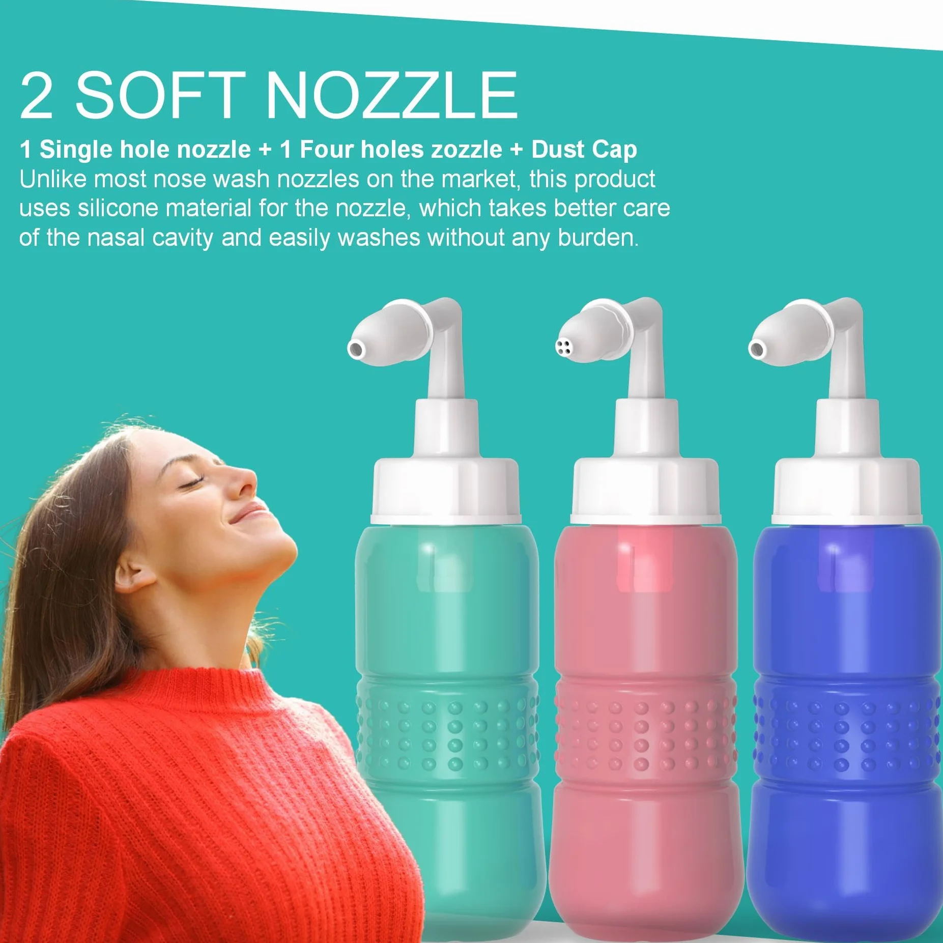40 mieszanek do płukania nosa + doniczka Neti, butelka do mycia nosa 300 ml + spray do nosa z walizką, zestaw do płukania zatok