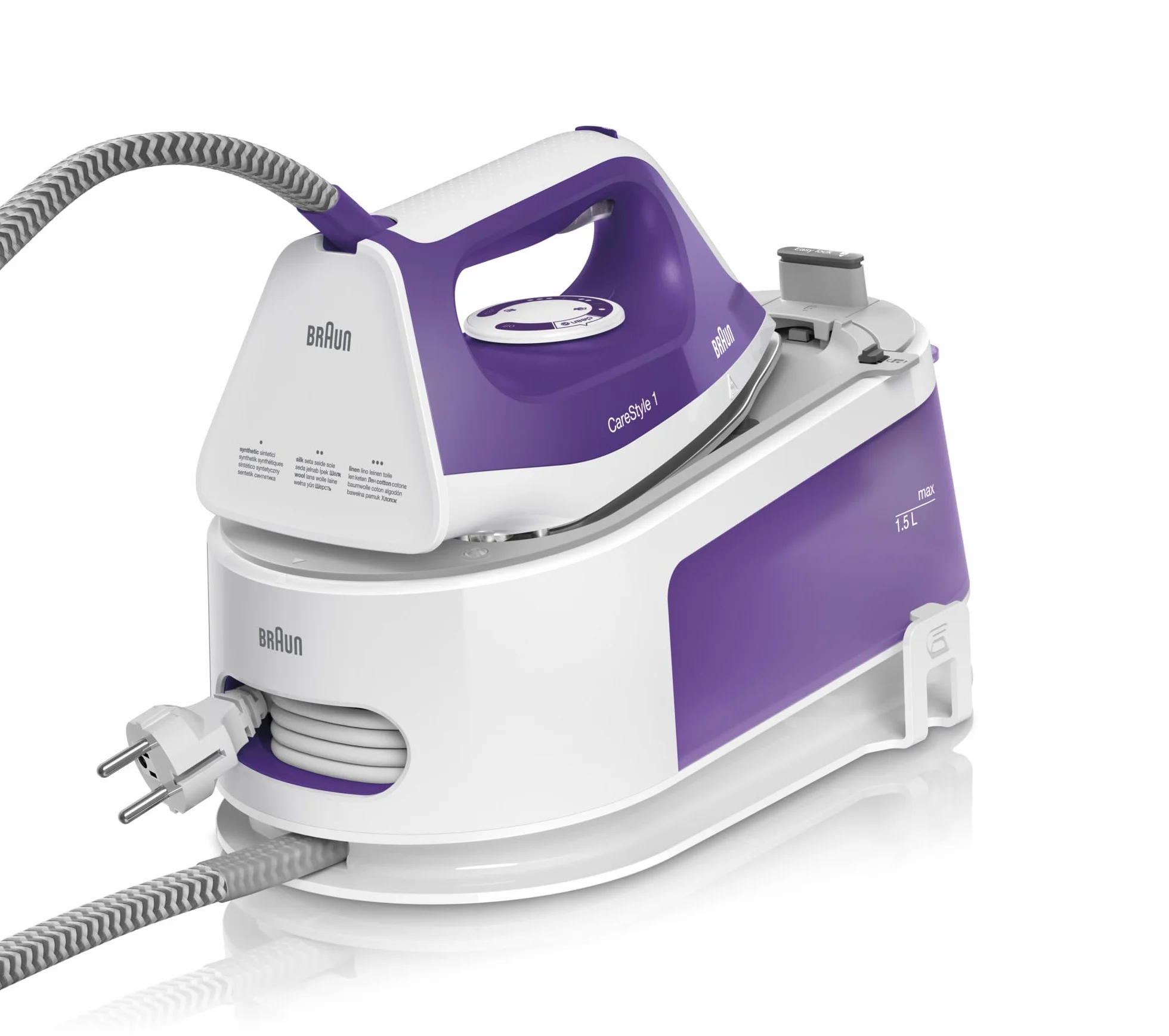 Braun CareStyle 1 IS 1014VI Żelazko z Generatorem Pary, Fioletowe, Moc 2400W, Stopa SuperCeramic, Stały Wyrzut Pary 120 g/min, Uderzenie Pary 360 g/min, Zbiornik na Wodę 1,5L, Automatyczne Wyłączenie