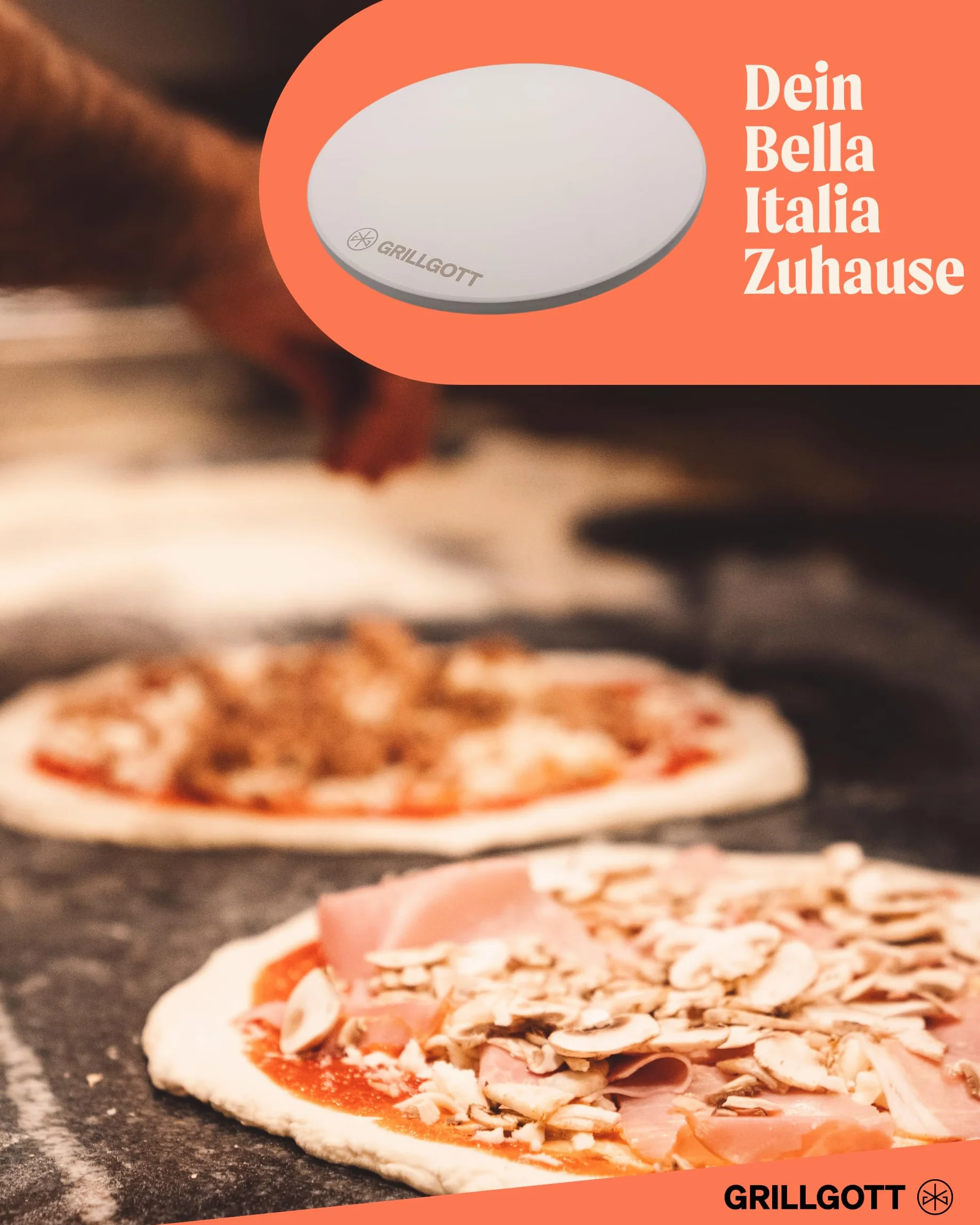 GrillGott - Kamień do pizzy do piekarnika i grilla gazowego – na chrupiące dno – kamień do pizzy o średnicy 38 cm z kordierytu do 900°C – magazynuje ciepło – pizza jak od Włocha, (GGP1041)