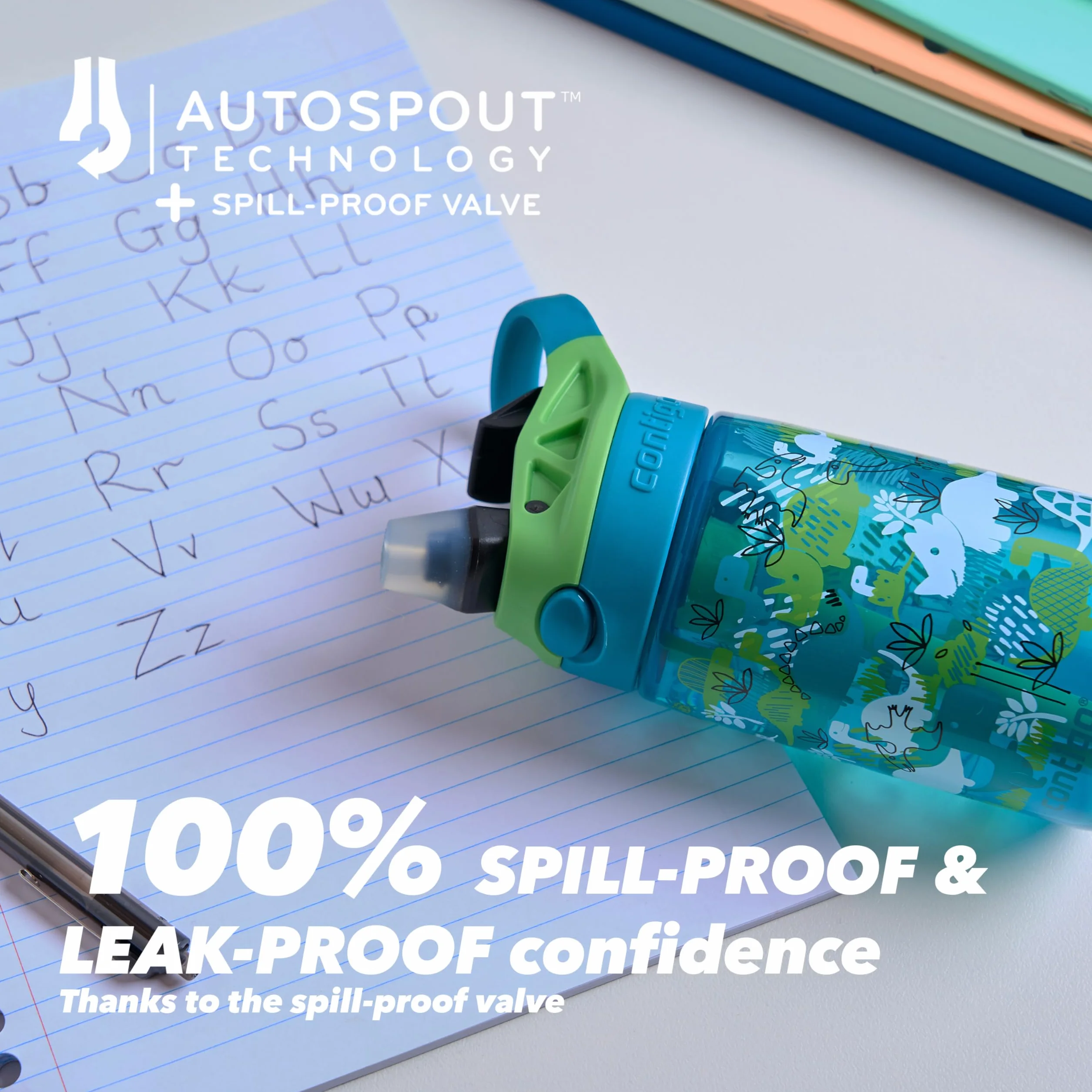 Contigo Easy Clean Autospout butelka dla dzieci, ze słomką, bez BPA, wytrzymała, 100% szczelna, łatwa do czyszczenia, idealna do przedszkola, szkoły, 420 ml, Blueberry Cosmos